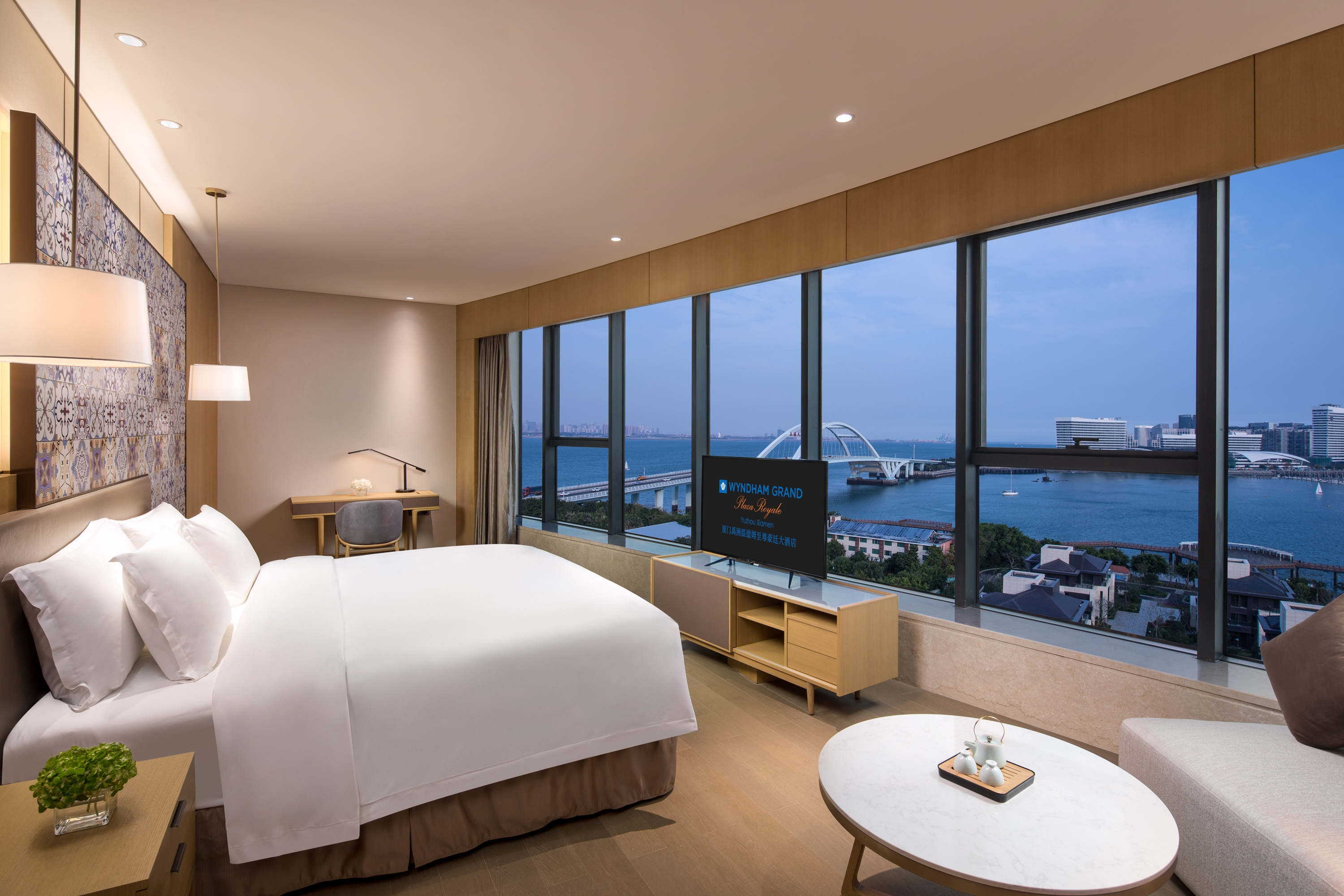 Guest room at the Wyndham Grand Plaza Royale Yuzhou Xiamen in Xiamen, Other than US/Canada