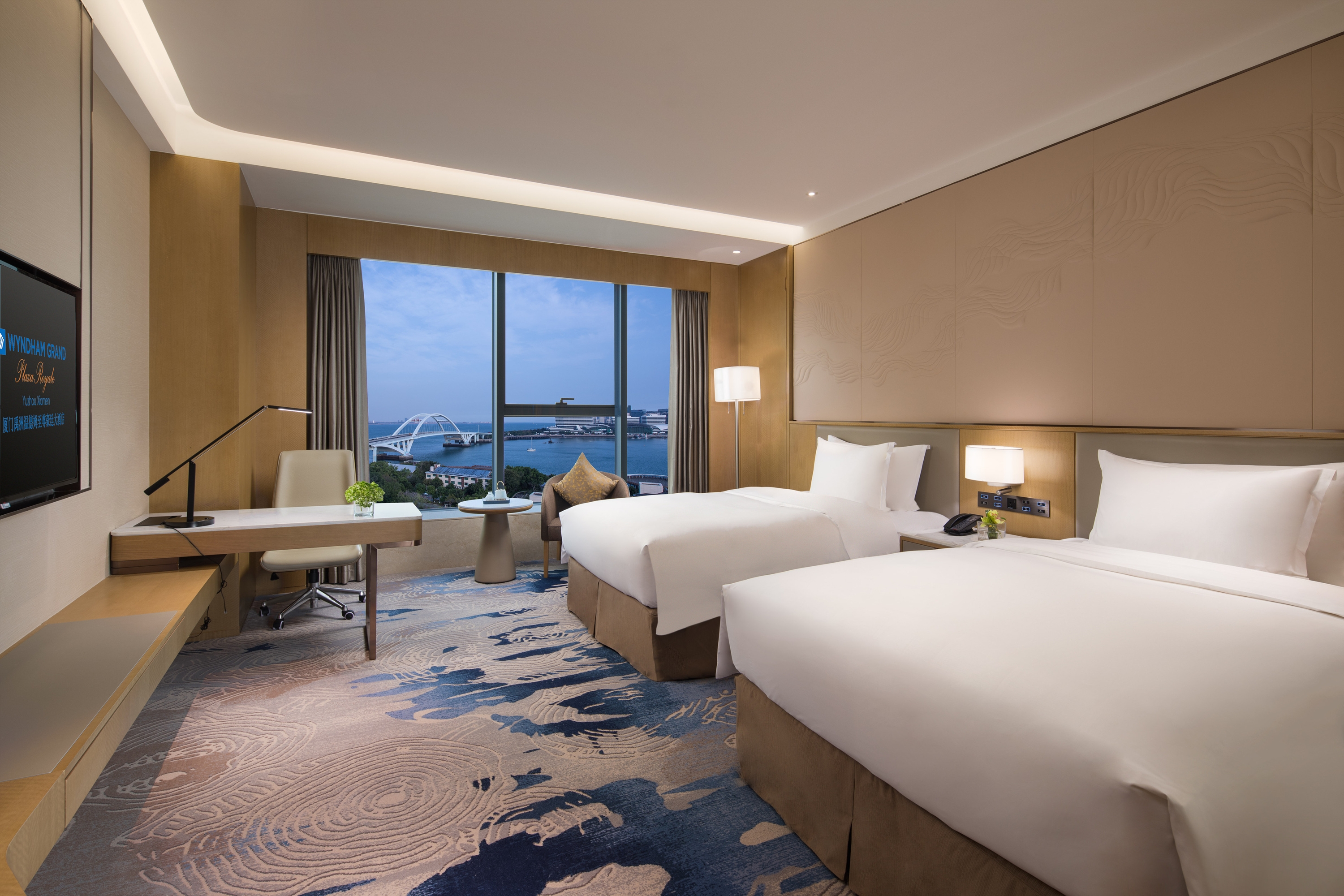 Guest room at the Wyndham Grand Plaza Royale Yuzhou Xiamen in Xiamen, Other than US/Canada
