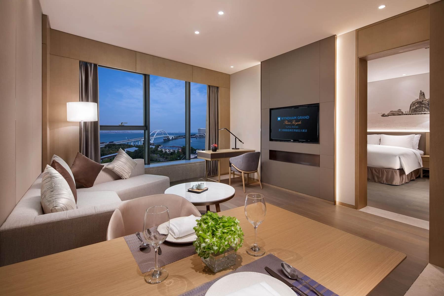 Guest room at the Wyndham Grand Plaza Royale Yuzhou Xiamen in Xiamen, Other than US/Canada