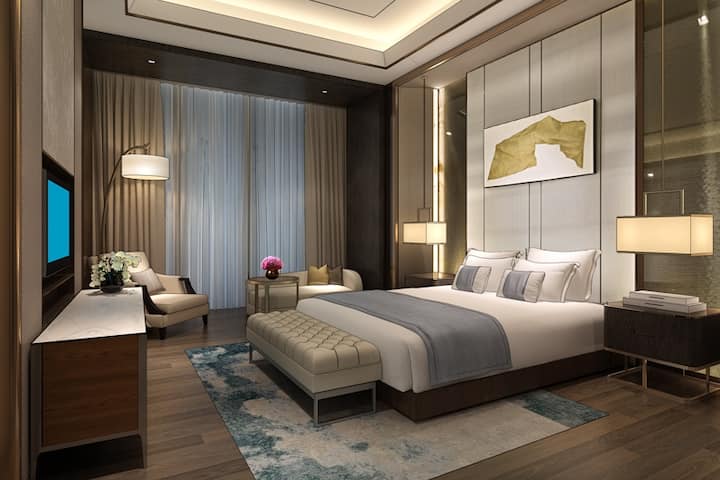 Guest room at the Wyndham Grand Plaza Royale Yuzhou Xiamen in Xiamen, Other than US/Canada