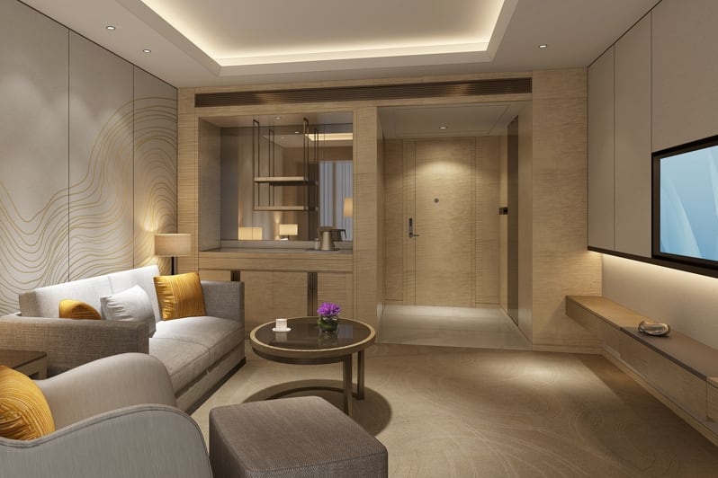 Guest room at the Wyndham Grand Plaza Royale Yuzhou Xiamen in Xiamen, Other than US/Canada