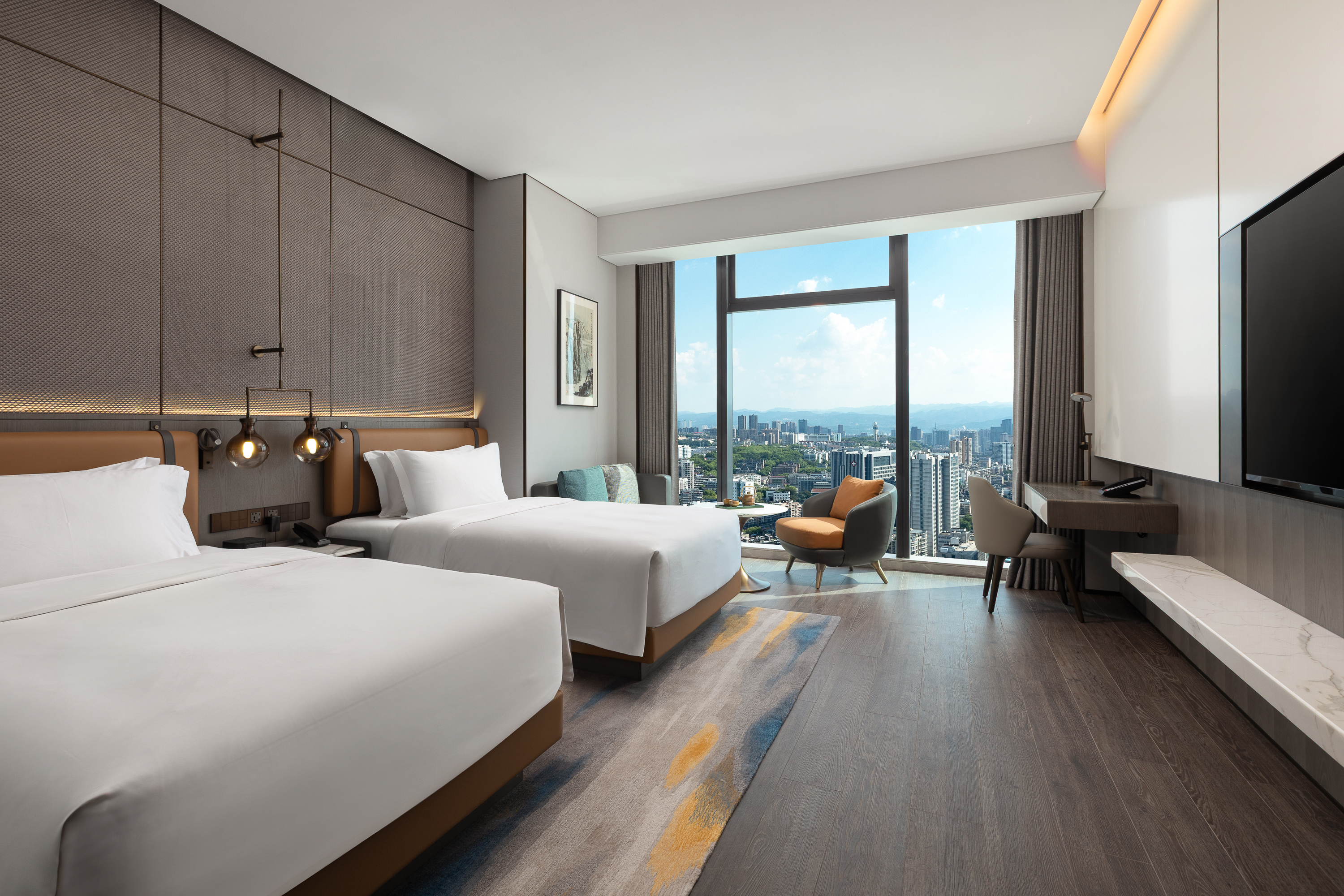 Guest room at the Wyndham Grand Yichang Riverside in Yichang, Other than US/Canada