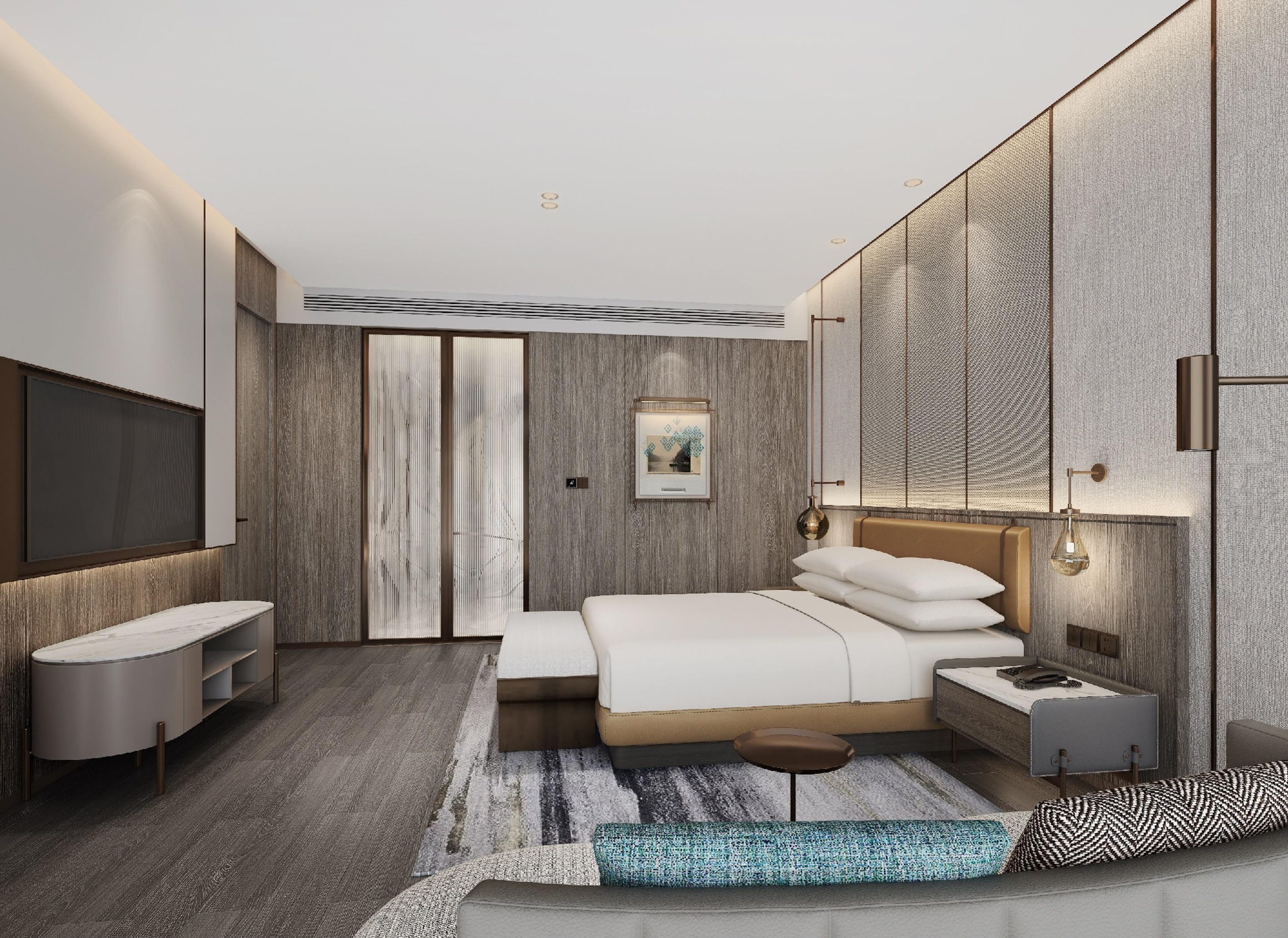 Guest room at the Wyndham Grand Yichang Riverside in Yichang, Other than US/Canada