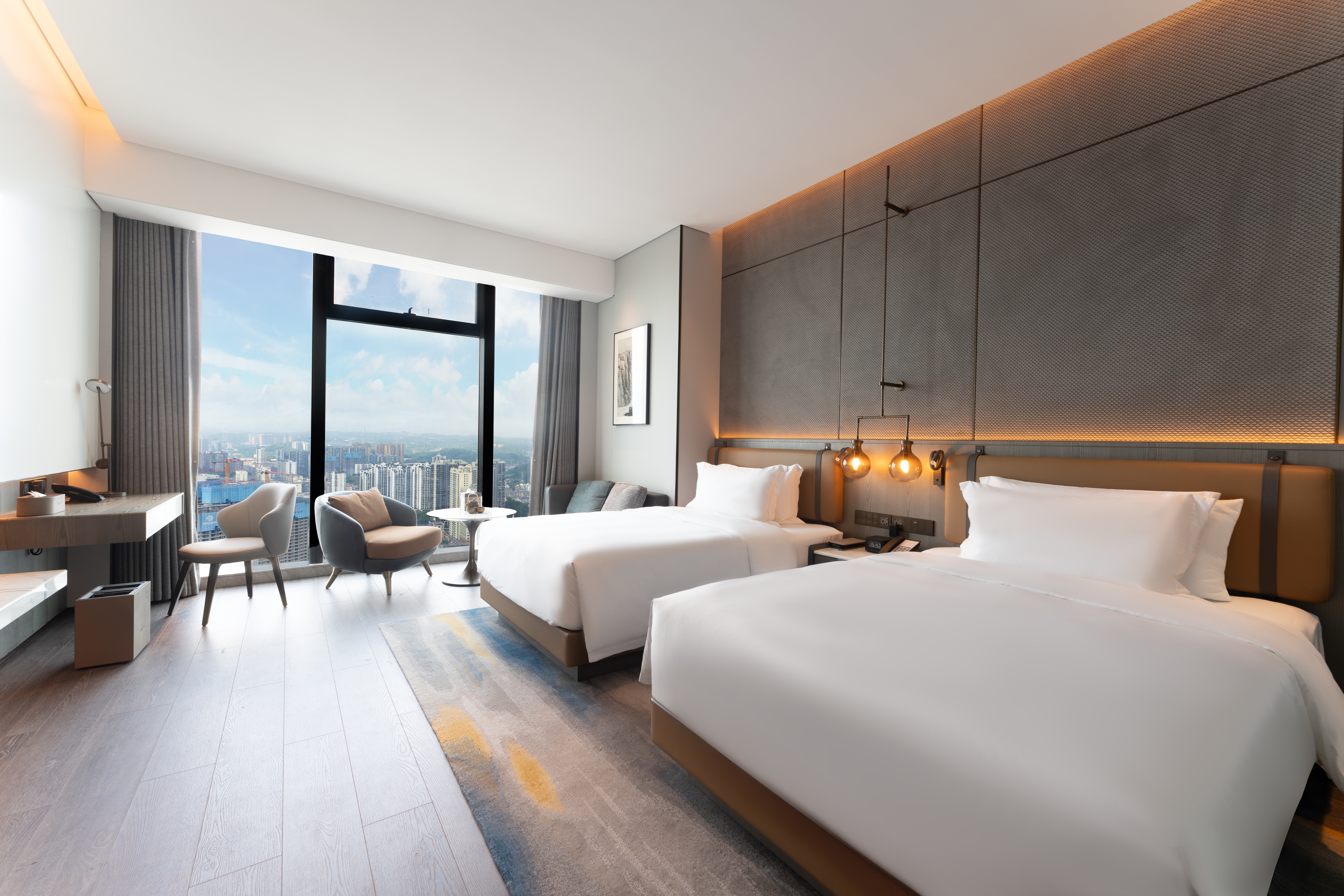 Guest room at the Wyndham Grand Yichang Riverside in Yichang, Other than US/Canada