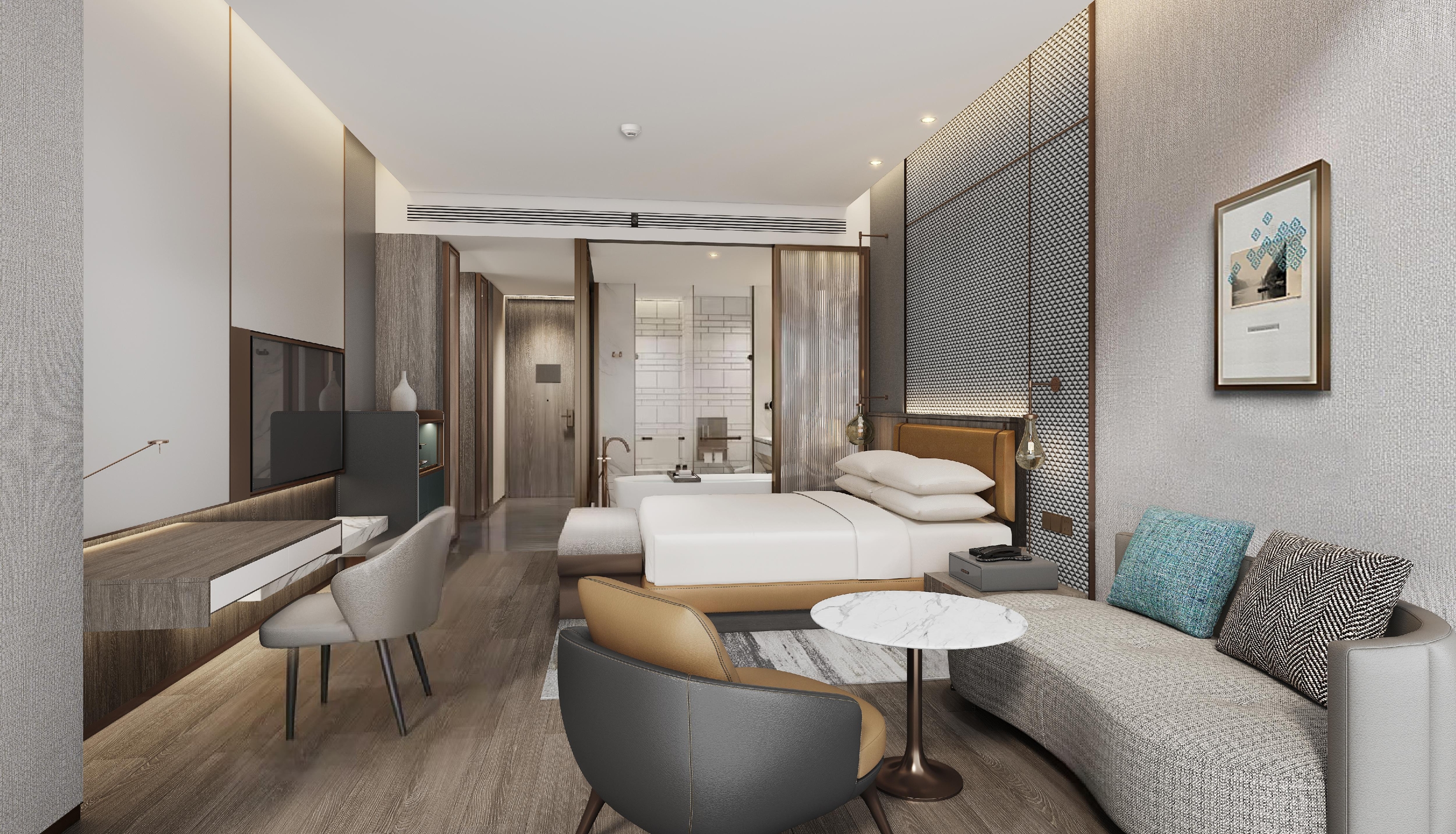 Guest room at the Wyndham Grand Yichang Riverside in Yichang, Other than US/Canada