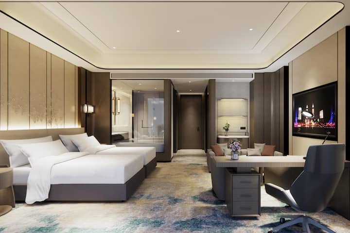 Guest room at the Wyndham Grand Zaozhuang in Zaozhuang, Other than US/Canada
