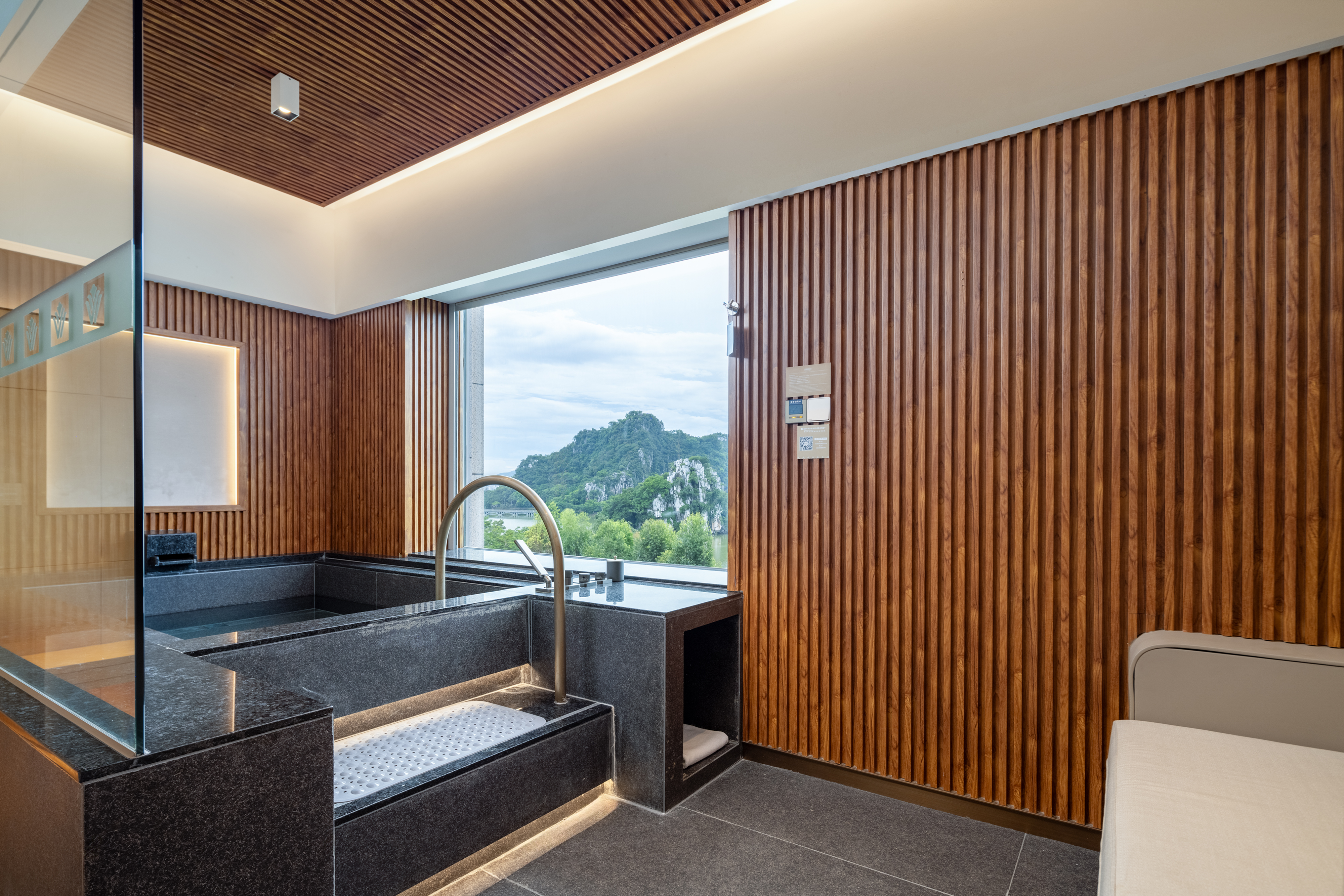 Guest room bath at the Wyndham Grand Zhaoqing Downtown in Zhaoqing, Other than US/Canada