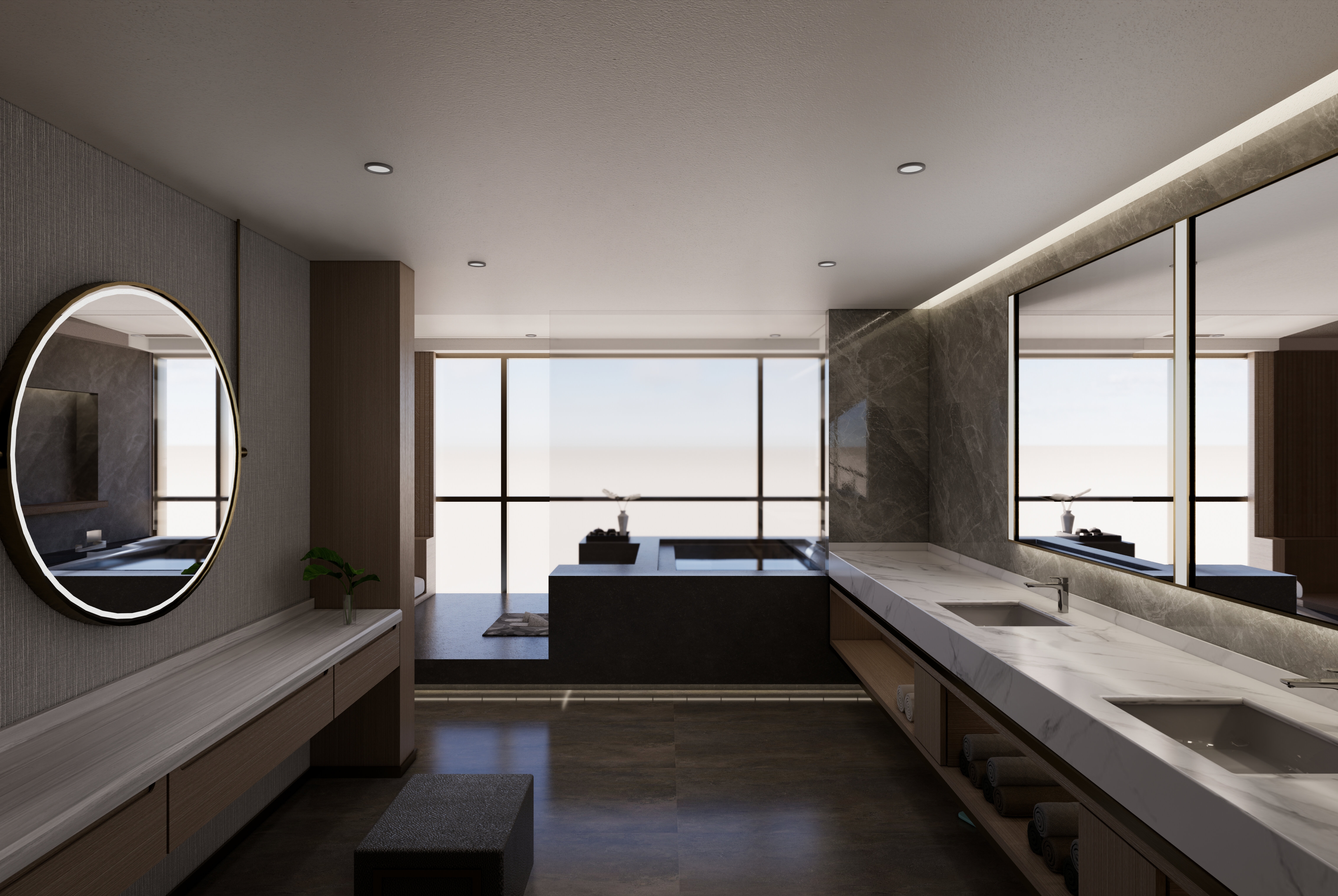 Guest room bath at the Wyndham Grand Zhaoqing Downtown in Zhaoqing, Other than US/Canada