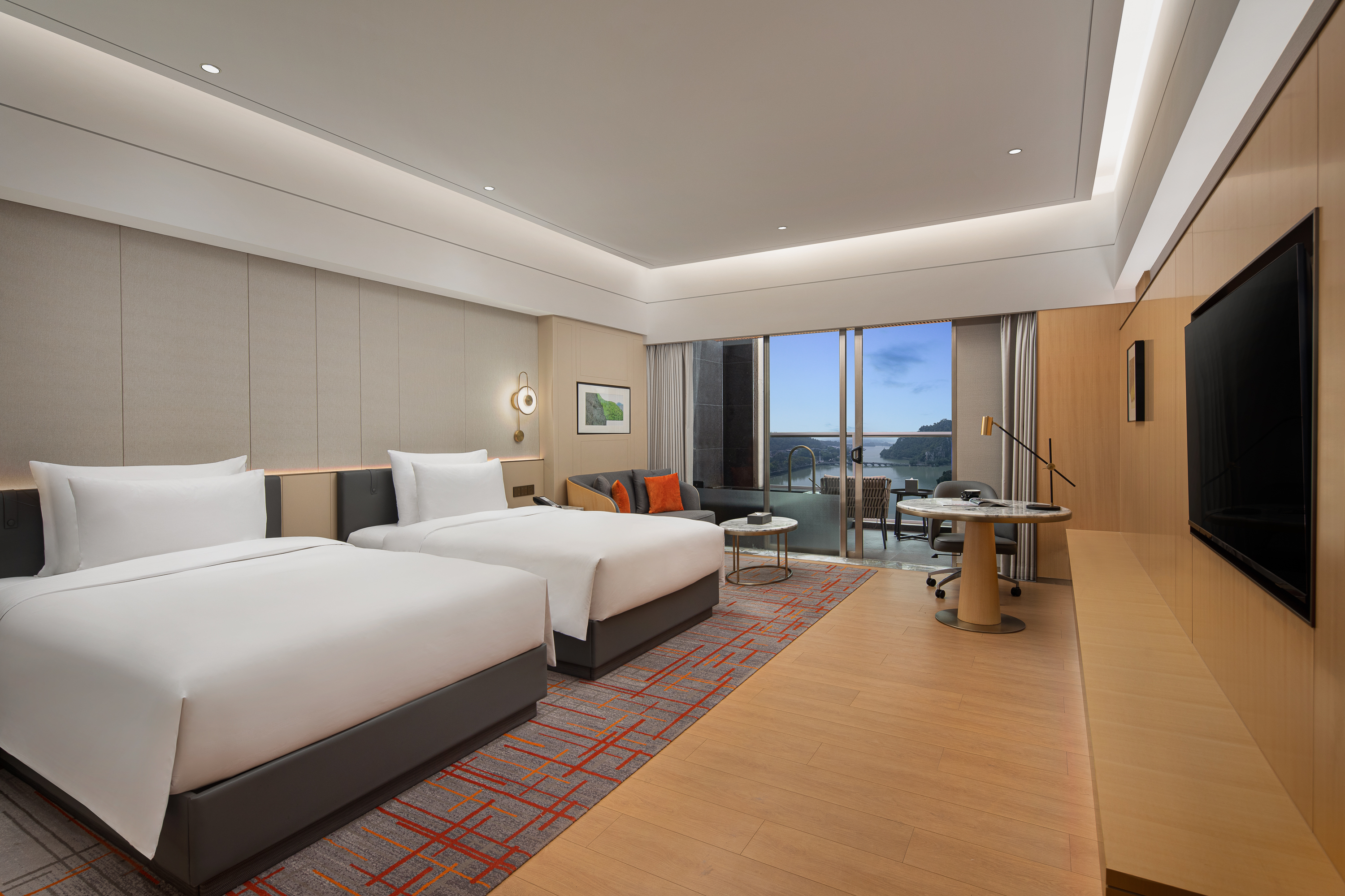 Guest room at the Wyndham Grand Zhaoqing Downtown in Zhaoqing, Other than US/Canada