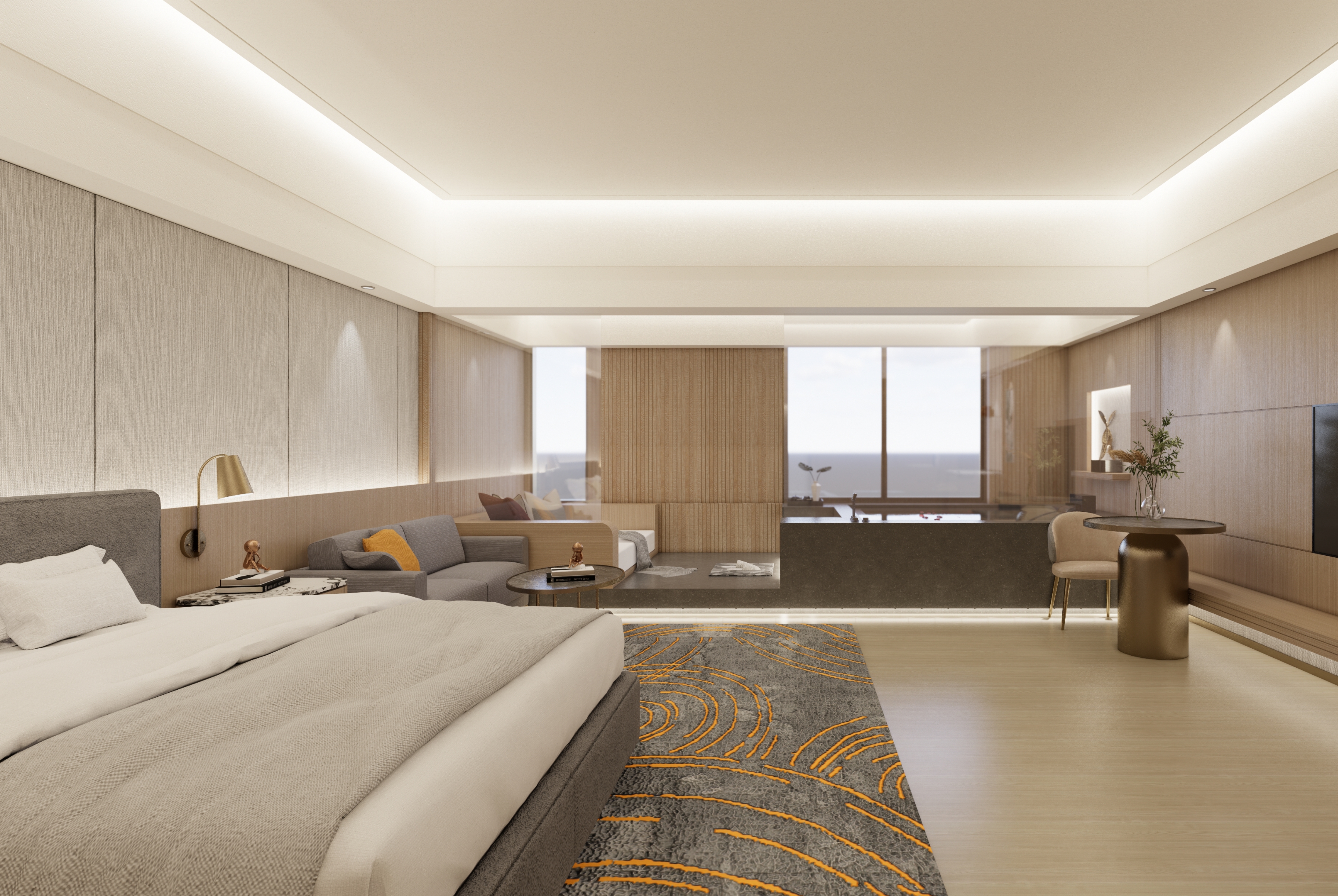 Guest room at the Wyndham Grand Zhaoqing Downtown in Zhaoqing, Other than US/Canada