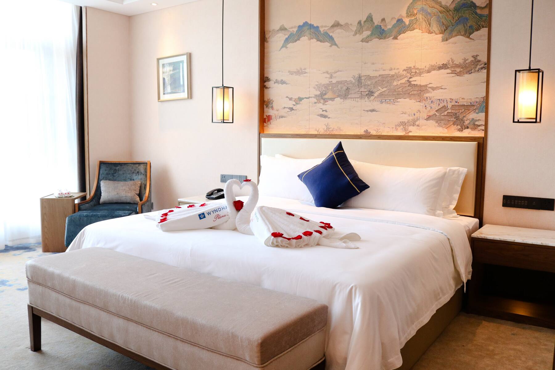 Guest room at the Wyndham Grand Plaza Royale Zhaotong in Zhaotong, Other than US/Canada