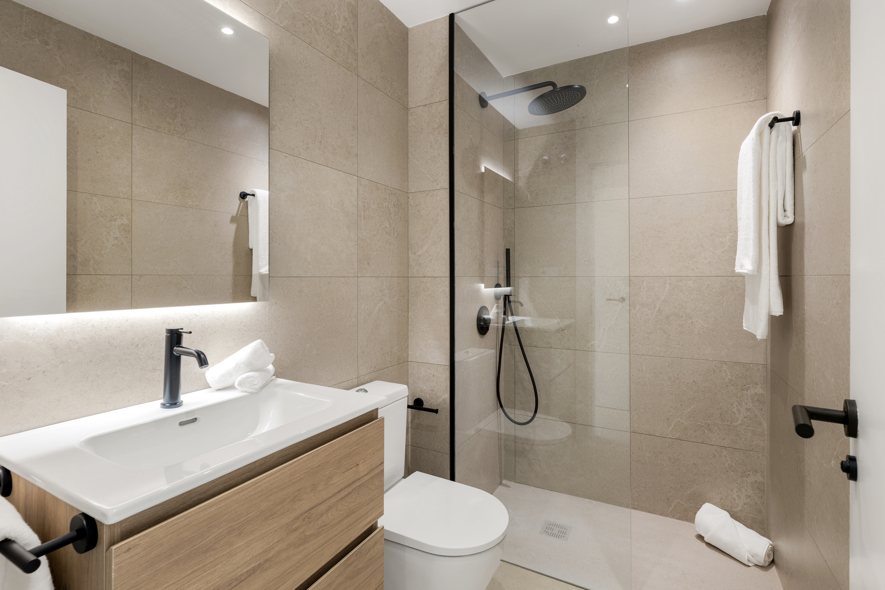 Guest room bath at the Wyndham Grand Residences La Cala Golf Mijas Costa in Malaga, Other than US/Canada