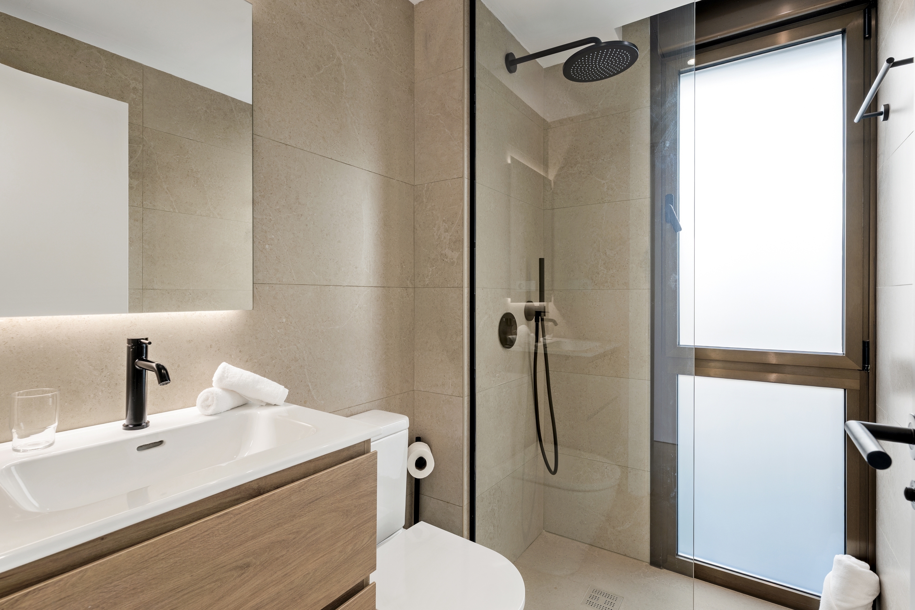 Guest room bath at the Wyndham Grand Residences La Cala Golf Mijas Costa in Malaga, Other than US/Canada