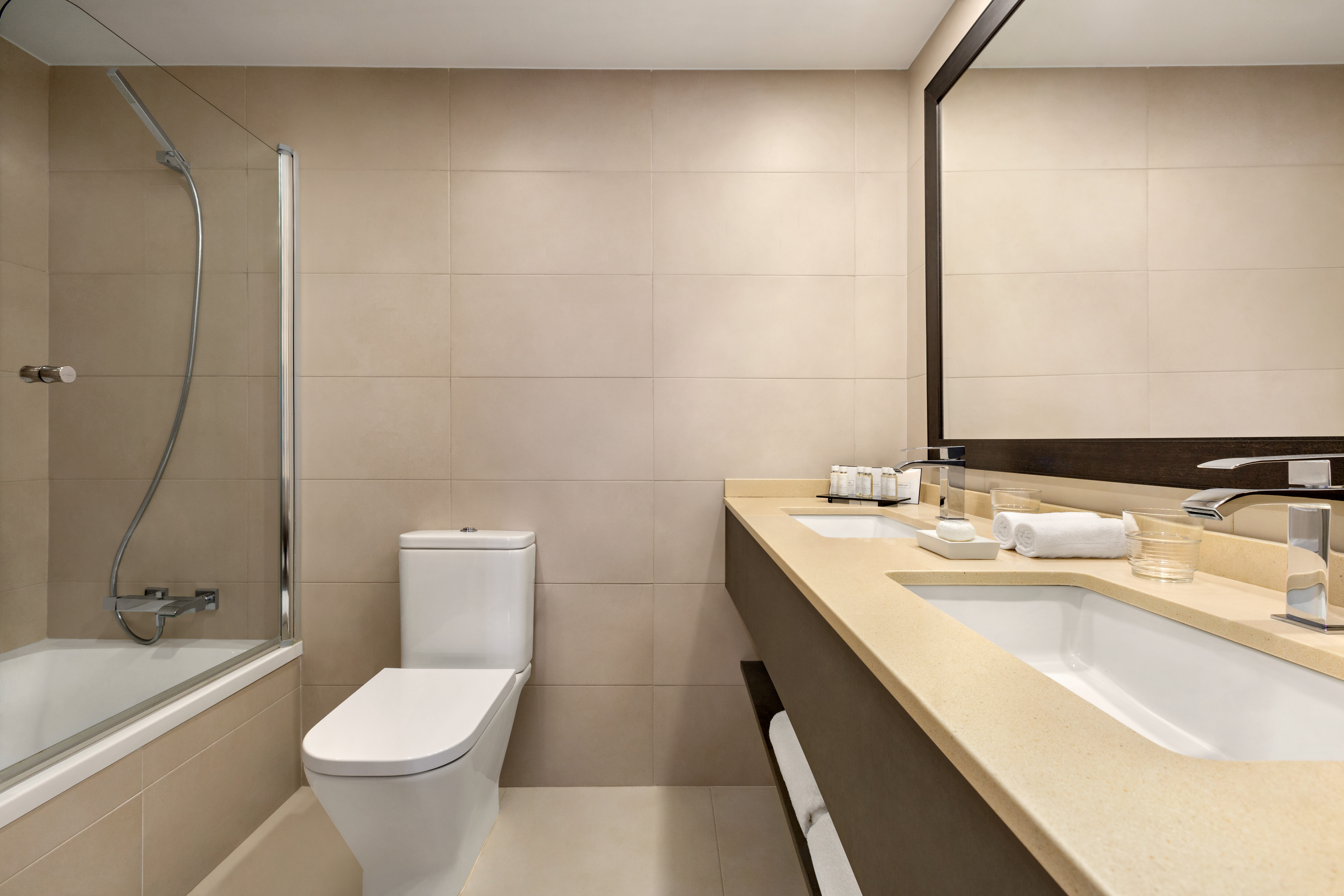 Guest room bath at the Wyndham Grand Costa del Sol in Mijas Costa, Other than US/Canada