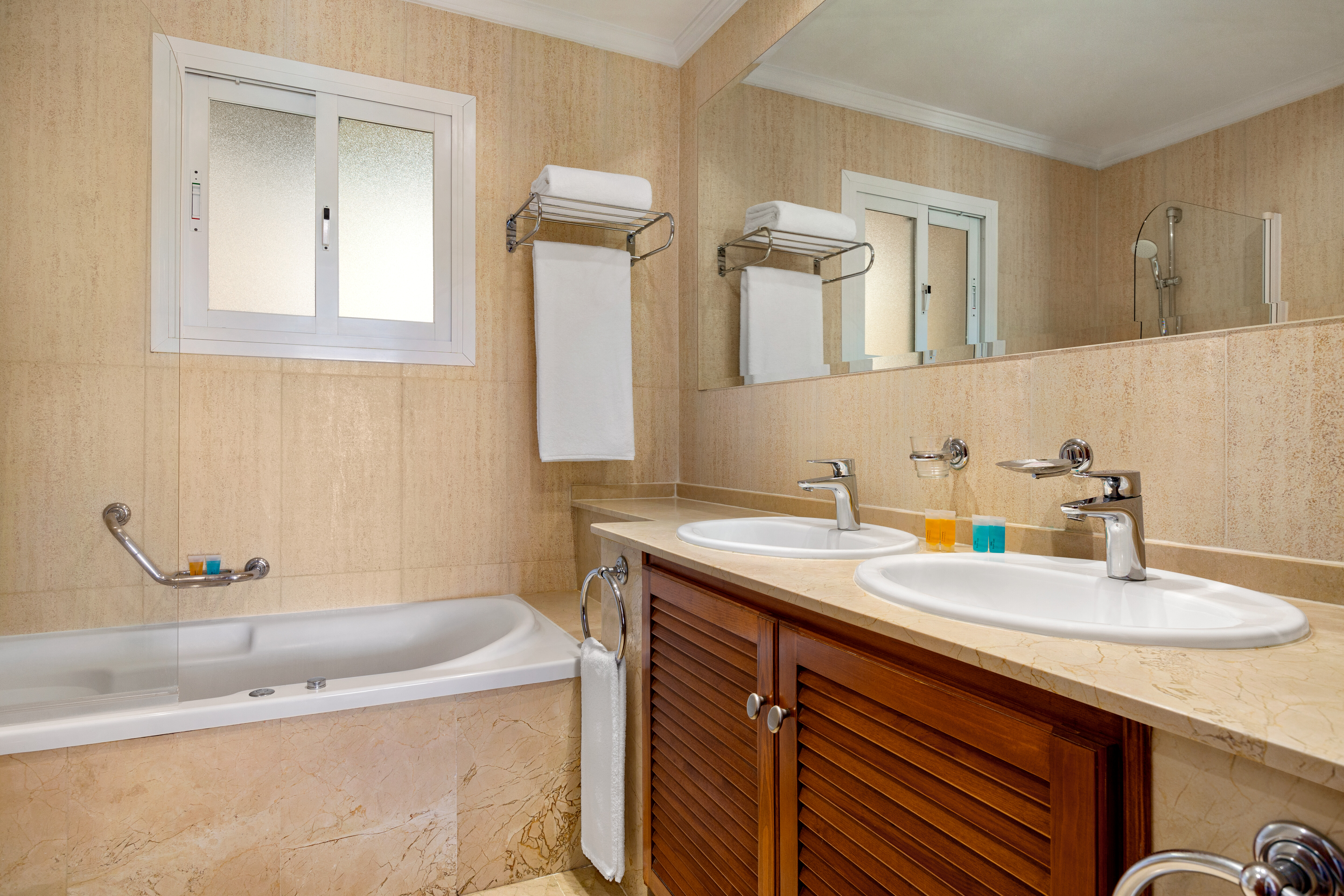 Guest room bath at the Wyndham Grand Costa del Sol in Mijas Costa, Other than US/Canada