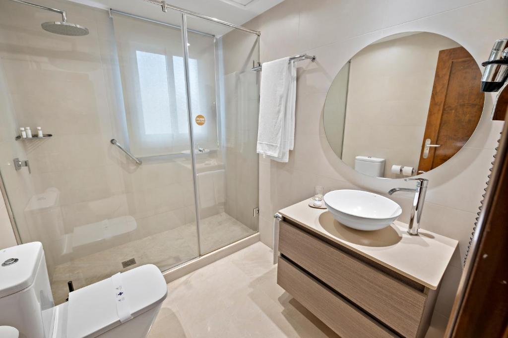 Guest room bath at the Wyndham Grand Costa del Sol in Mijas Costa, Other than US/Canada