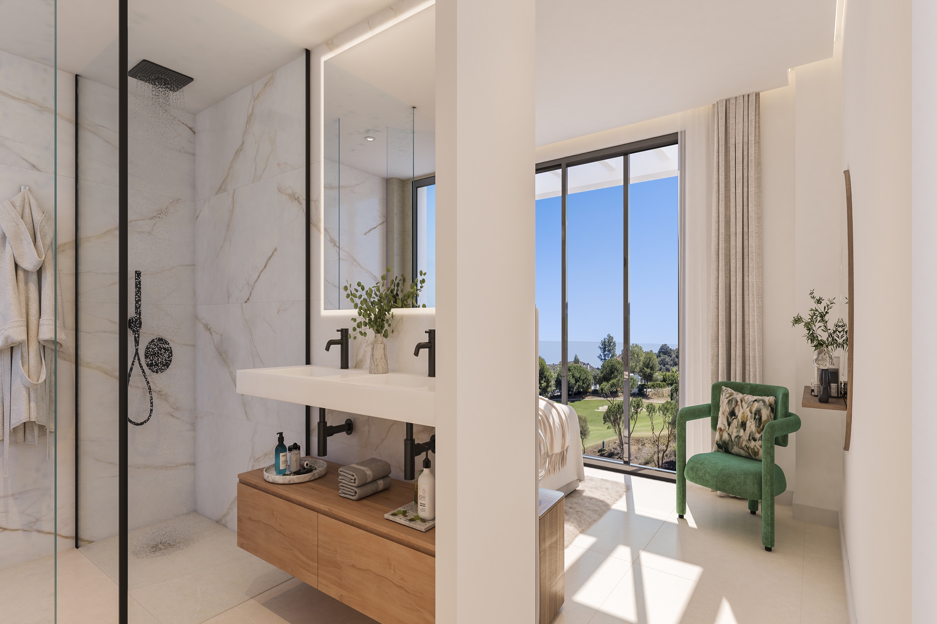 Guest room bath at the Wyndham Grand Residences La Cala Golf Mijas Costa in Mijas, Other than US/Canada