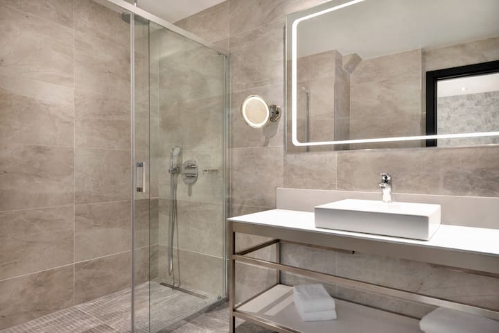 Guest room bath at the Wyndham Grand Tbilisi in Tbilisi, Other than US/Canada