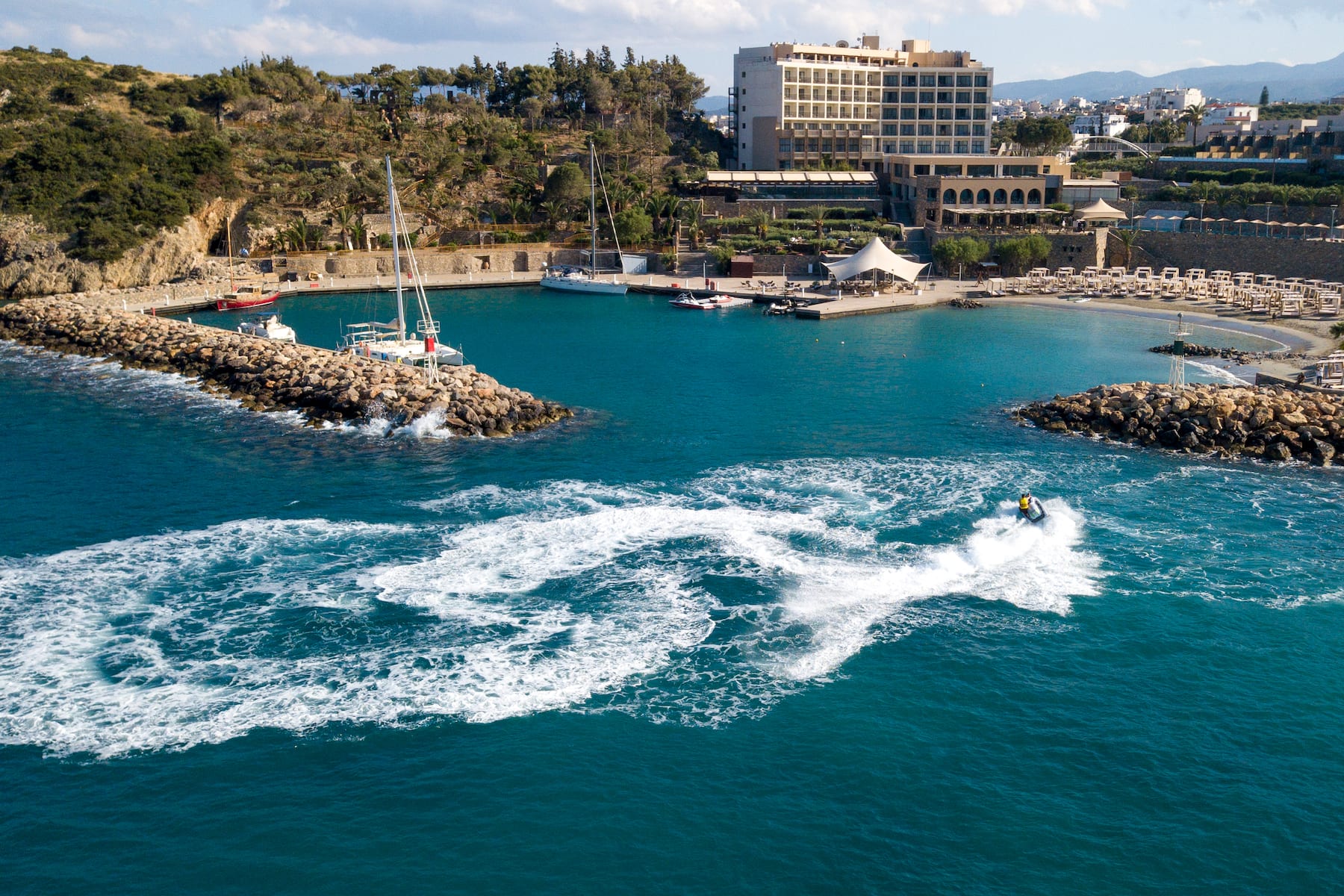 Aerial View of Wyndham Grand Crete Mirabello Bay hotel in Agios Nikolaos, Other than US/Canada