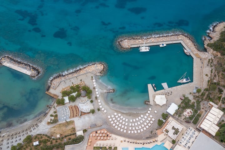 Aerial View of Wyndham Grand Crete Mirabello Bay hotel in Agios Nikolaos, Other than US/Canada