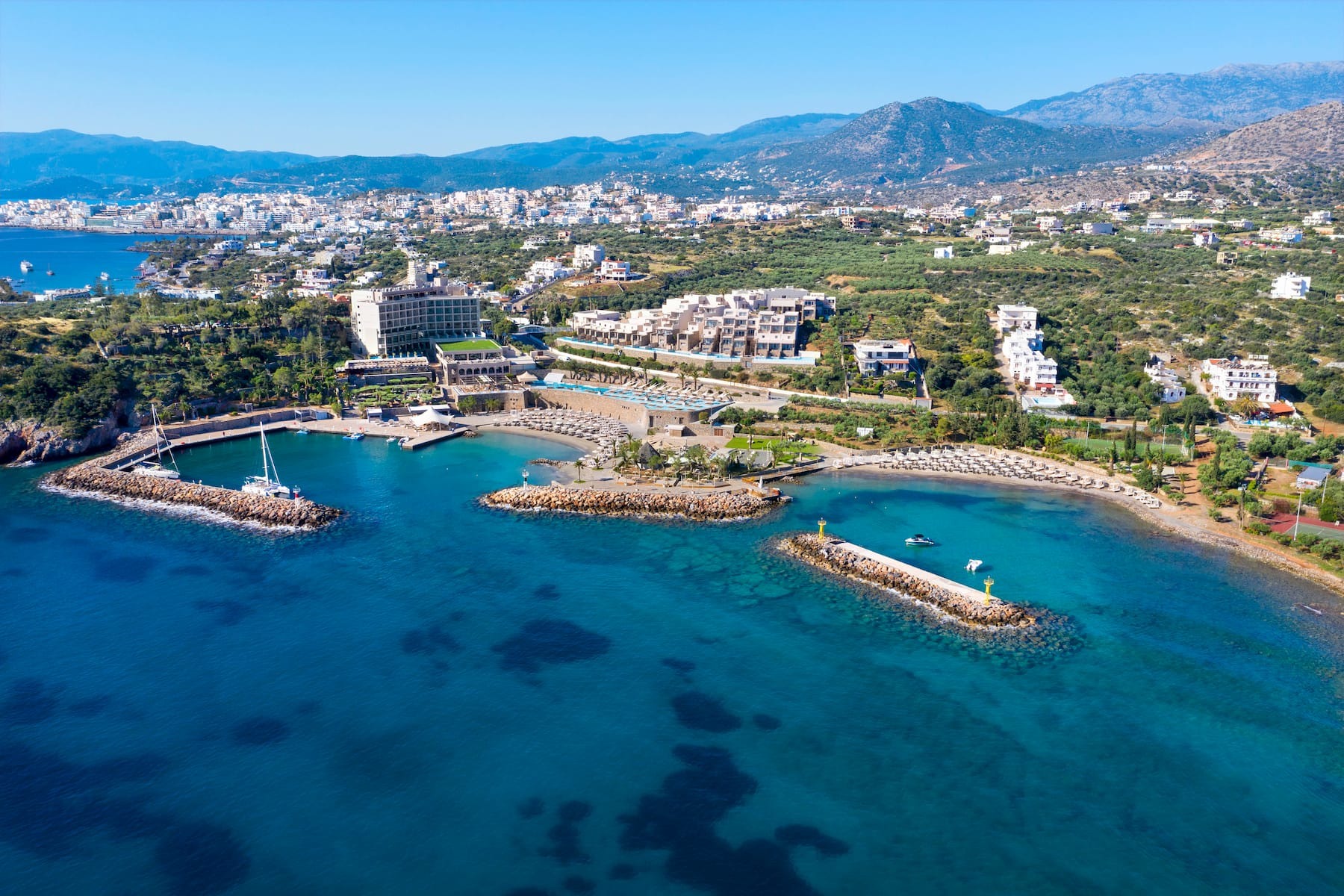 Aerial View of Wyndham Grand Crete Mirabello Bay hotel in Agios Nikolaos, Other than US/Canada
