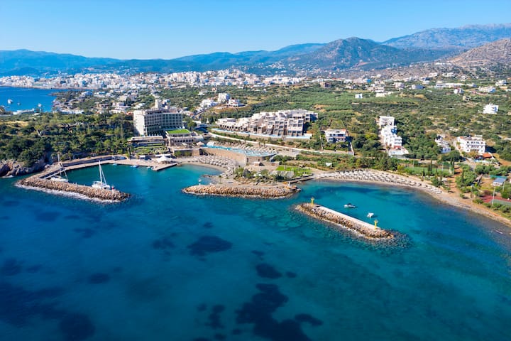 Aerial View of Wyndham Grand Crete Mirabello Bay hotel in Agios Nikolaos, Other than US/Canada
