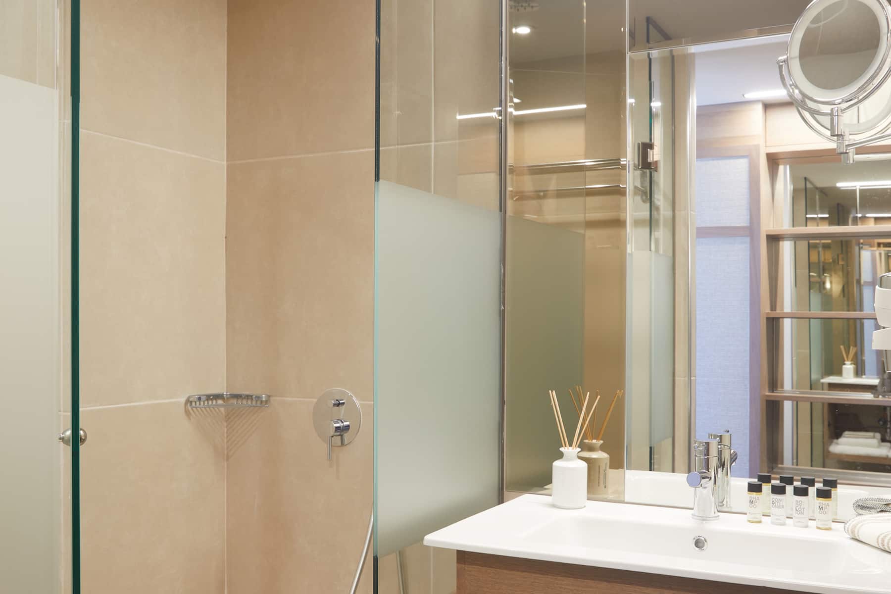 Guest room bath at the Wyndham Grand Crete Mirabello Bay in Agios Nikolaos, Other than US/Canada