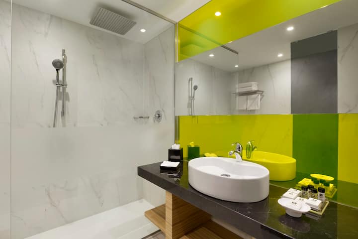 Guest room bath at the Wyndham Grand Athens in Athens, Other than US/Canada