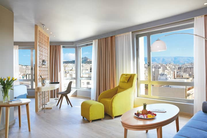Guest room at the Wyndham Grand Athens in Athens, Other than US/Canada