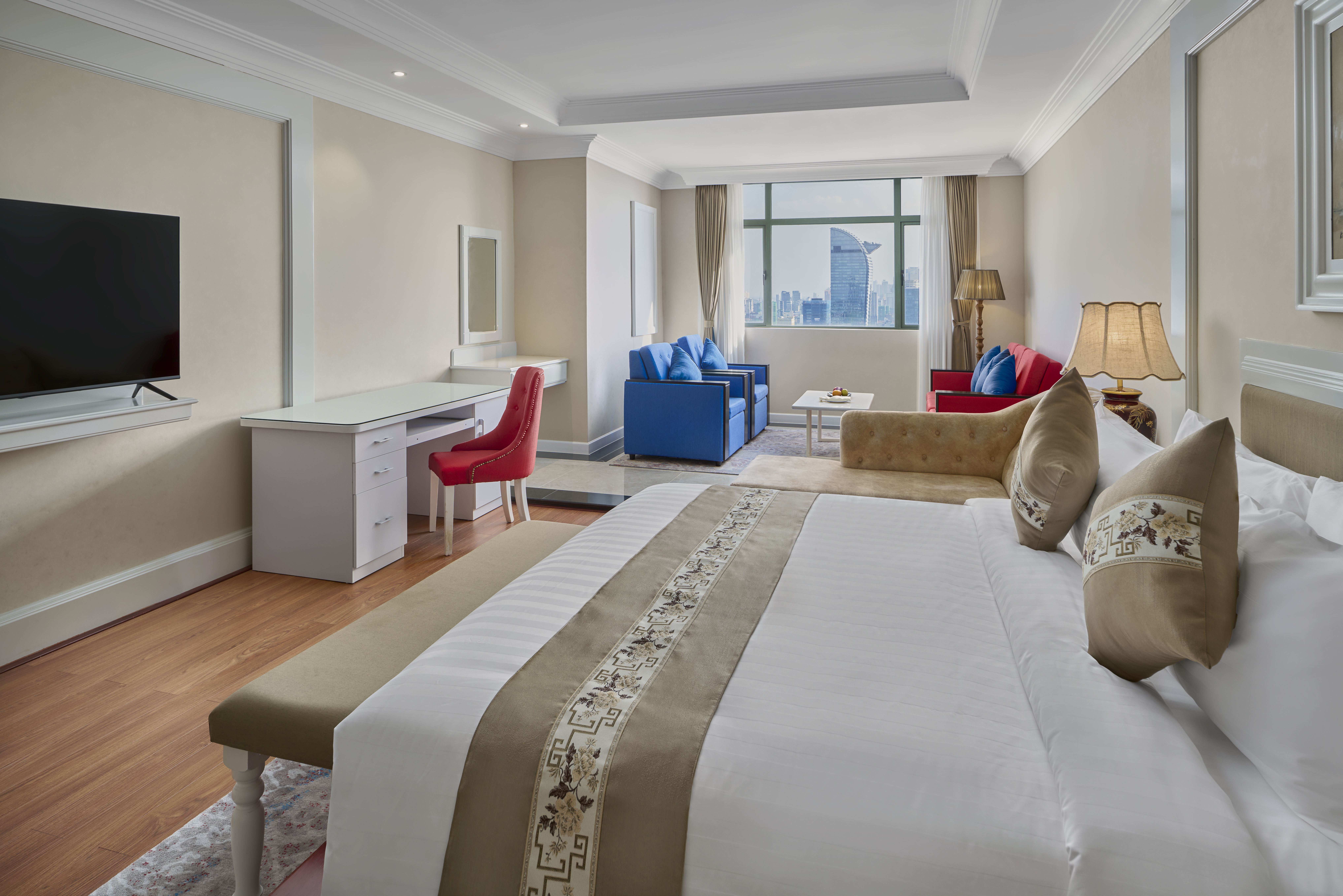 Guest room at the Wyndham Grand Phnom Penh Capital in Phnom Penh, Other than US/Canada