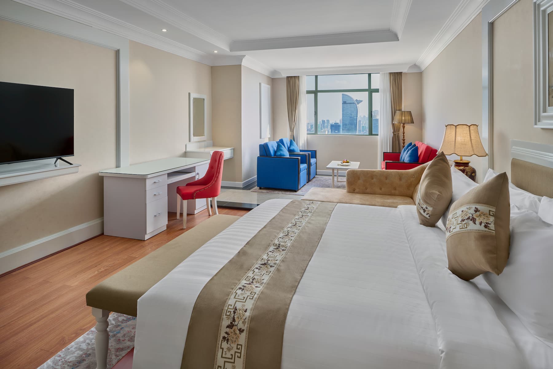 Guest room at the Wyndham Grand Phnom Penh Capital in Phnom Penh, Other than US/Canada