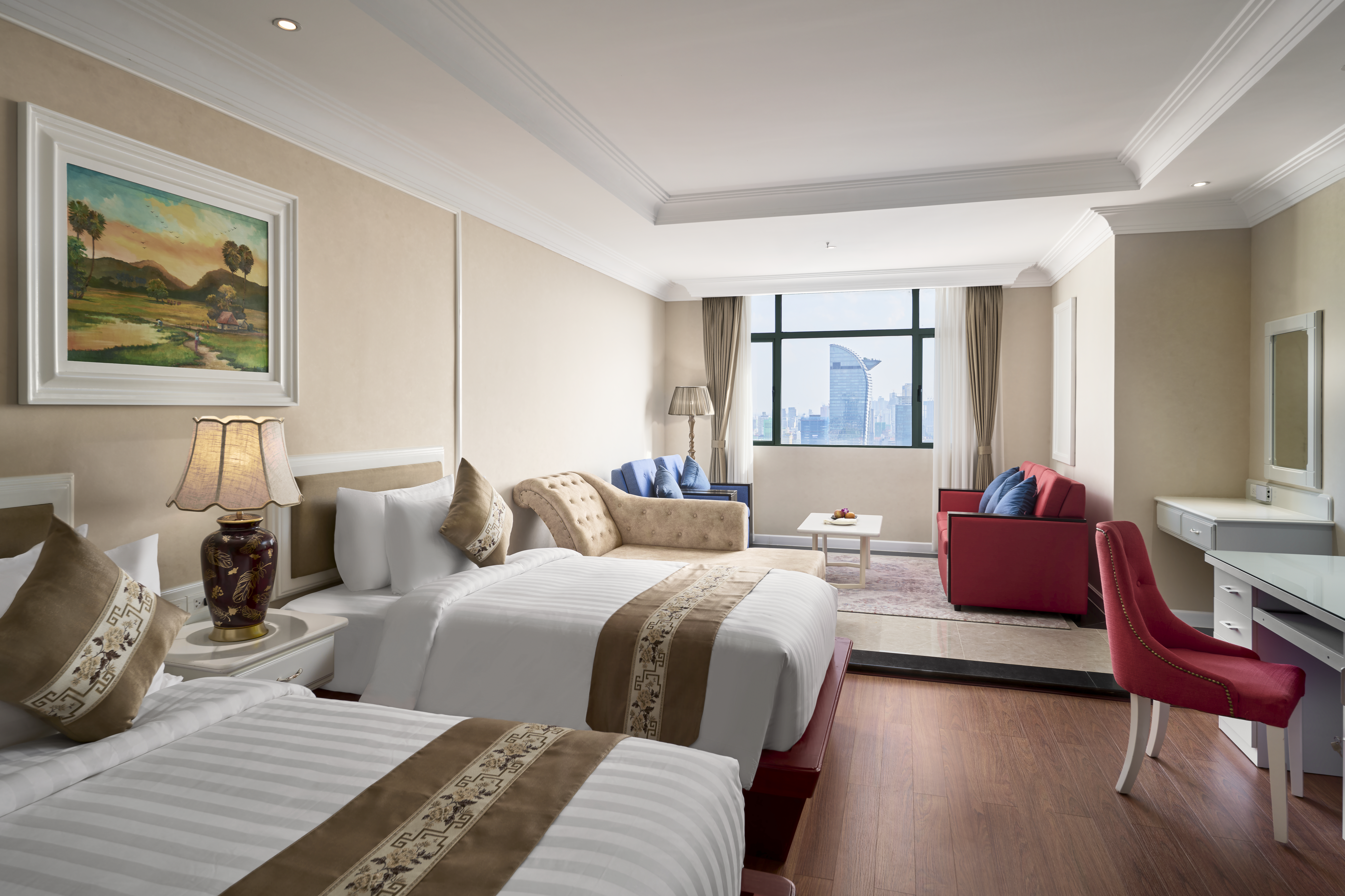 Guest room at the Wyndham Grand Phnom Penh Capital in Phnom Penh, Other than US/Canada