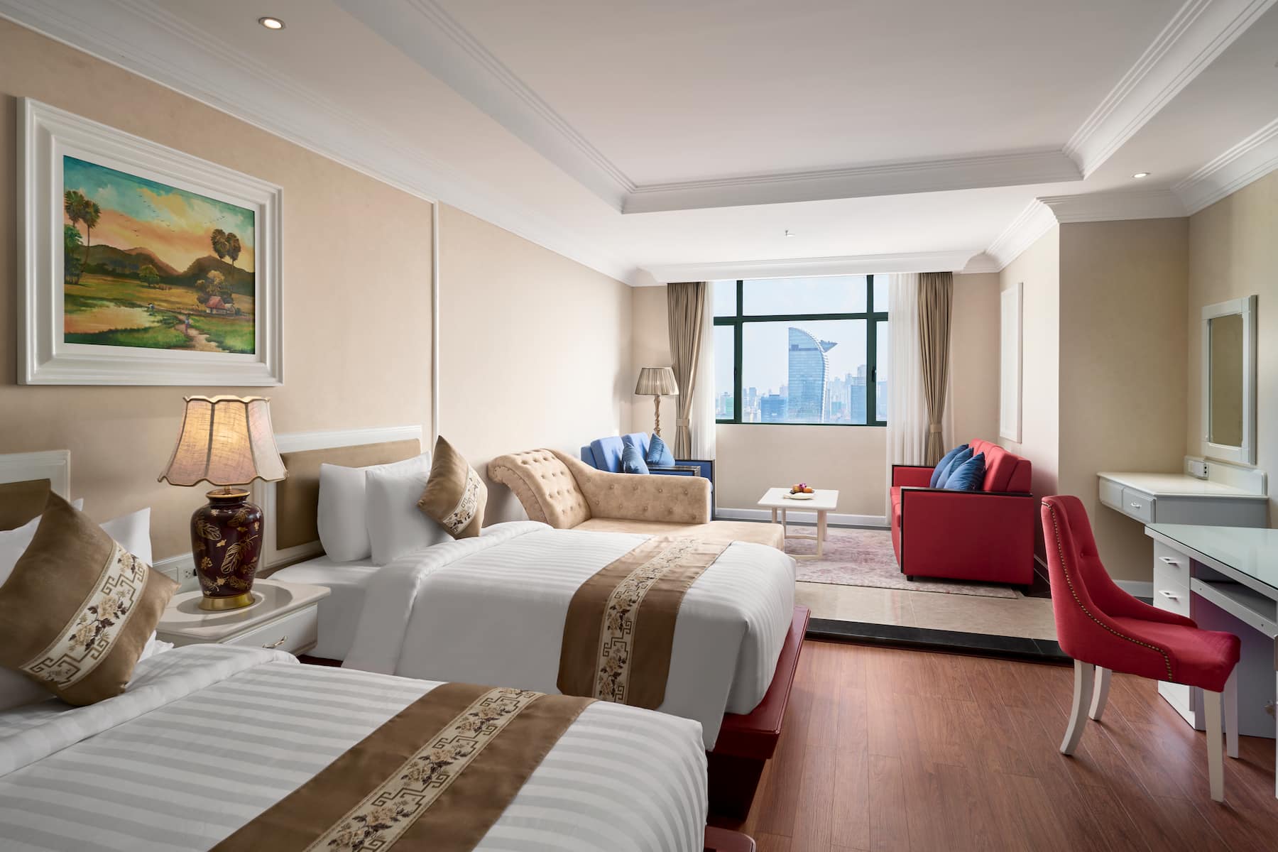 Guest room at the Wyndham Grand Phnom Penh Capital in Phnom Penh, Other than US/Canada