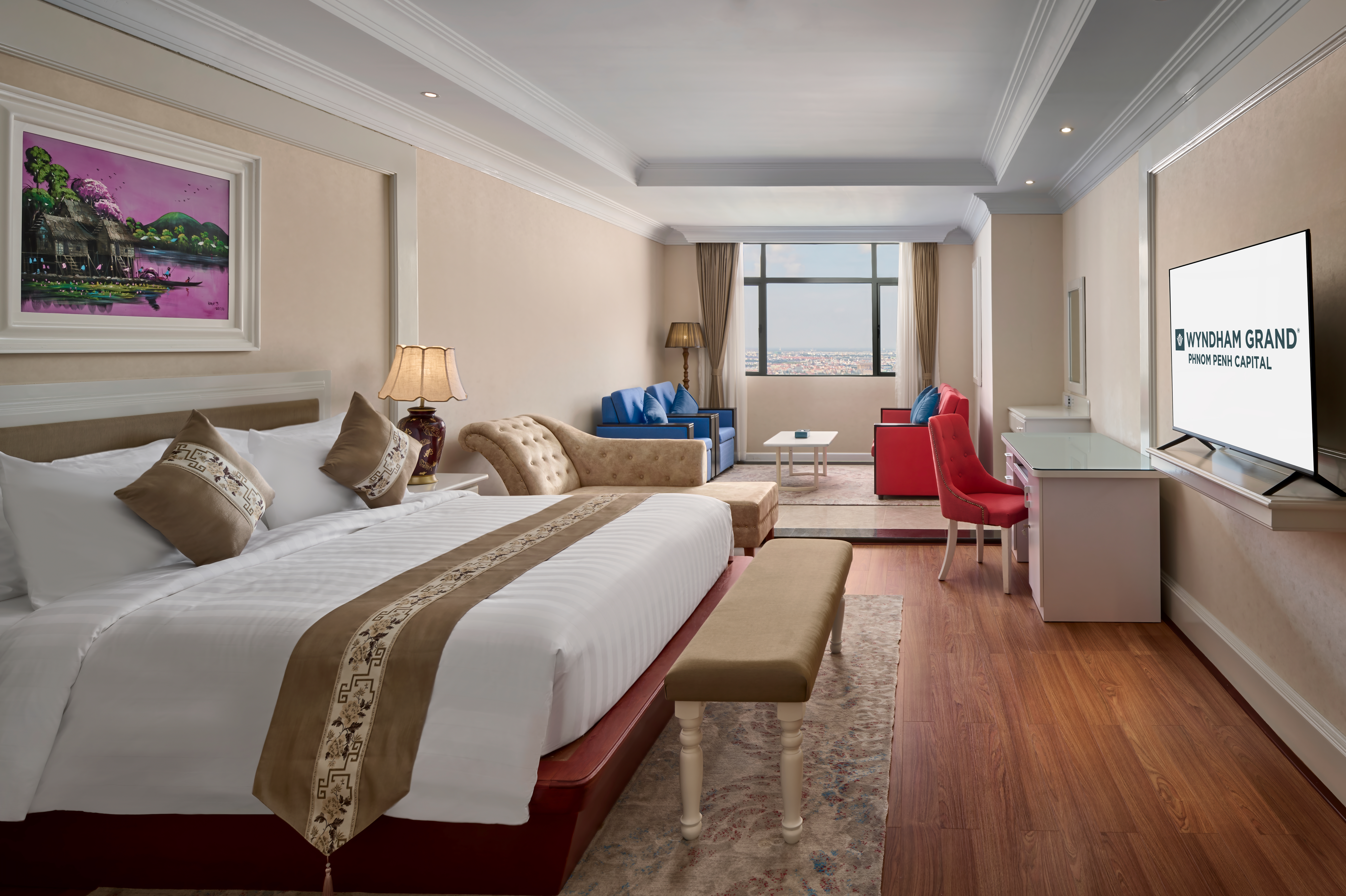 Guest room at the Wyndham Grand Phnom Penh Capital in Phnom Penh, Other than US/Canada