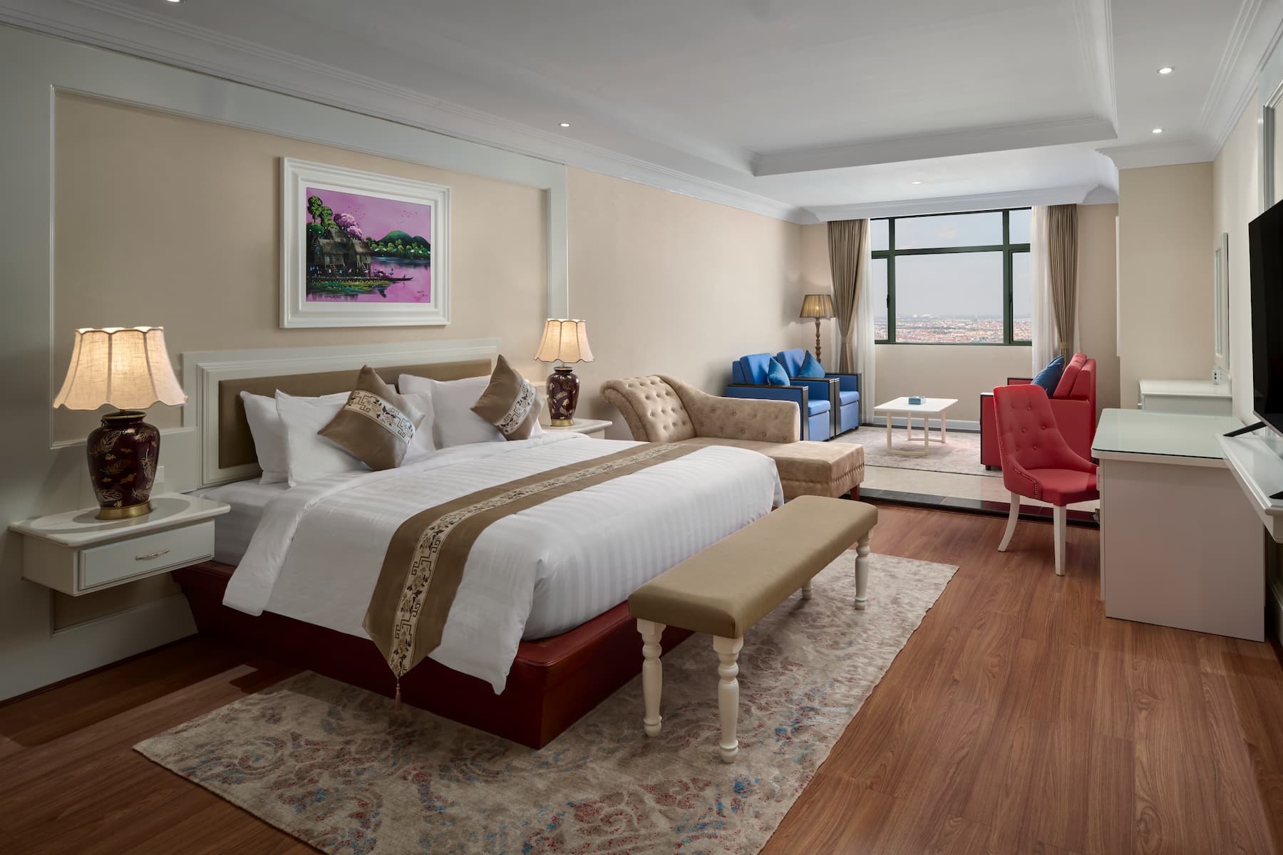 Guest room at the Wyndham Grand Phnom Penh Capital in Phnom Penh, Other than US/Canada