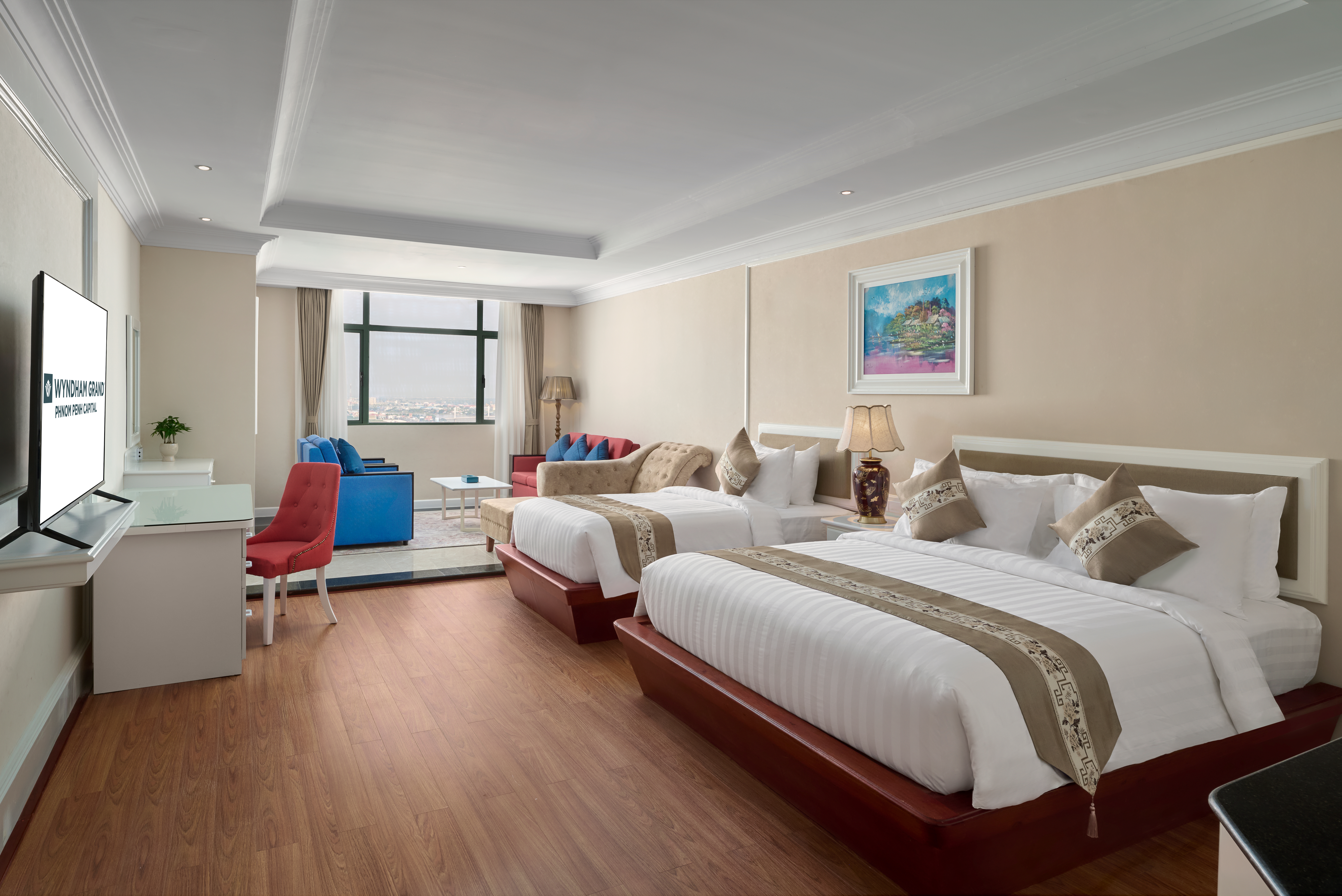 Guest room at the Wyndham Grand Phnom Penh Capital in Phnom Penh, Other than US/Canada