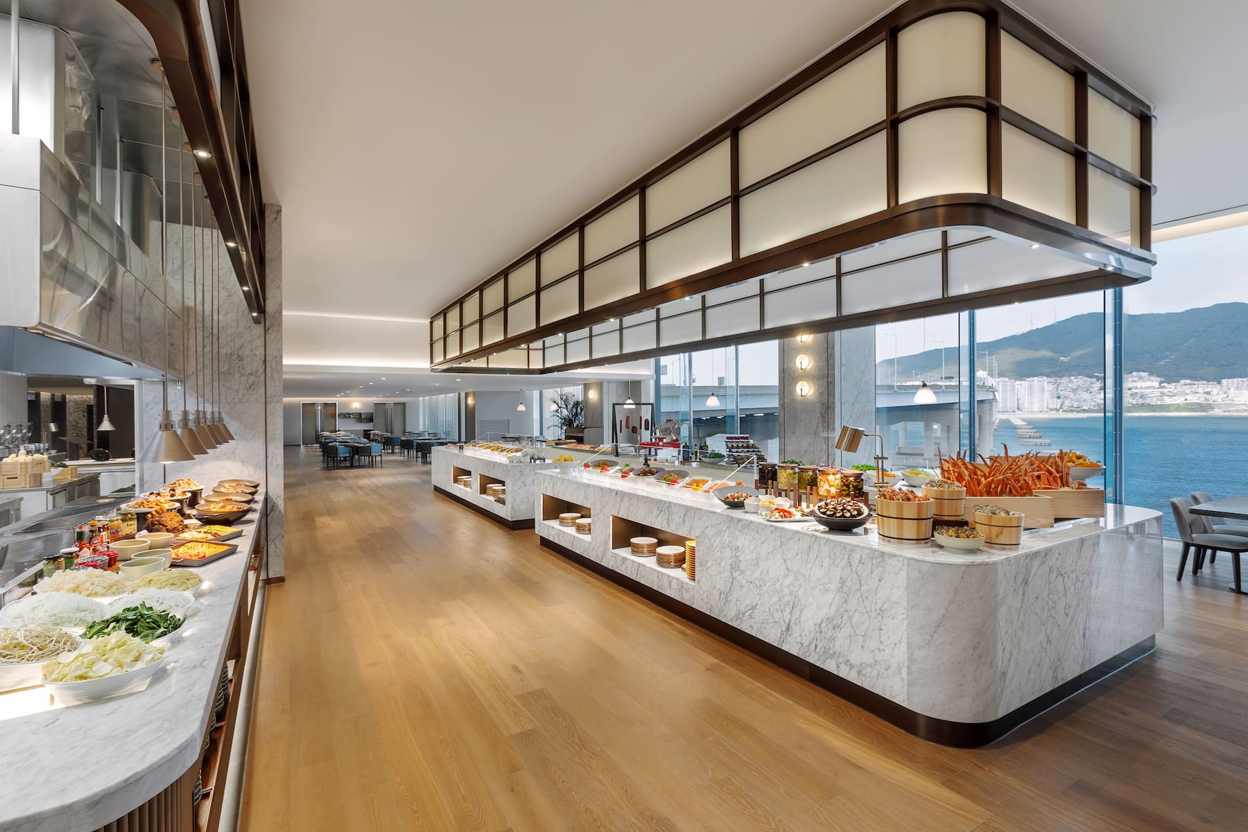 Wyndham Grand Busan Ijin restaurant breakfast area close up in Busan, Other than US/Canada