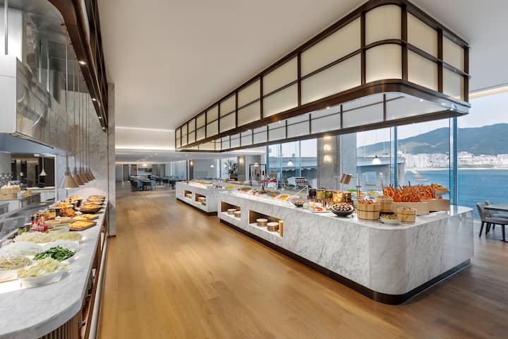 Wyndham Grand Busan Ijin restaurant breakfast area close up in Busan, Other than US/Canada