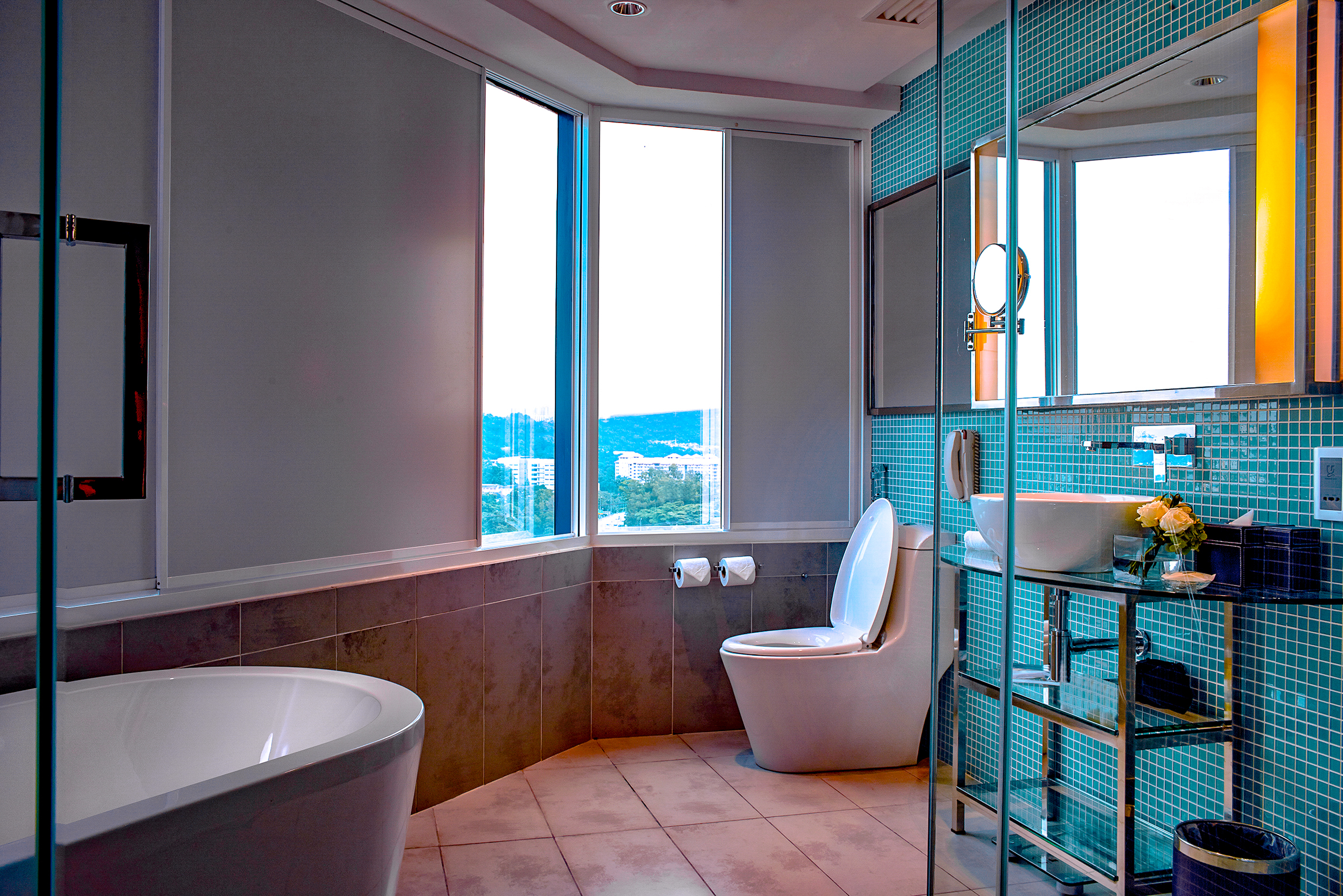 Guest room bath at the Wyndham Grand Bangsar Kuala Lumpur in Kuala Lumpur, Other than US/Canada
