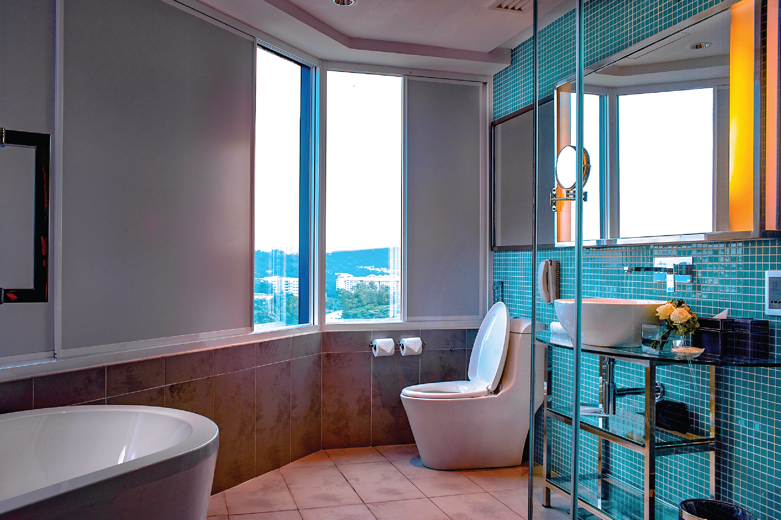 Guest room bath at the Wyndham Grand Bangsar Kuala Lumpur in Kuala Lumpur, Other than US/Canada