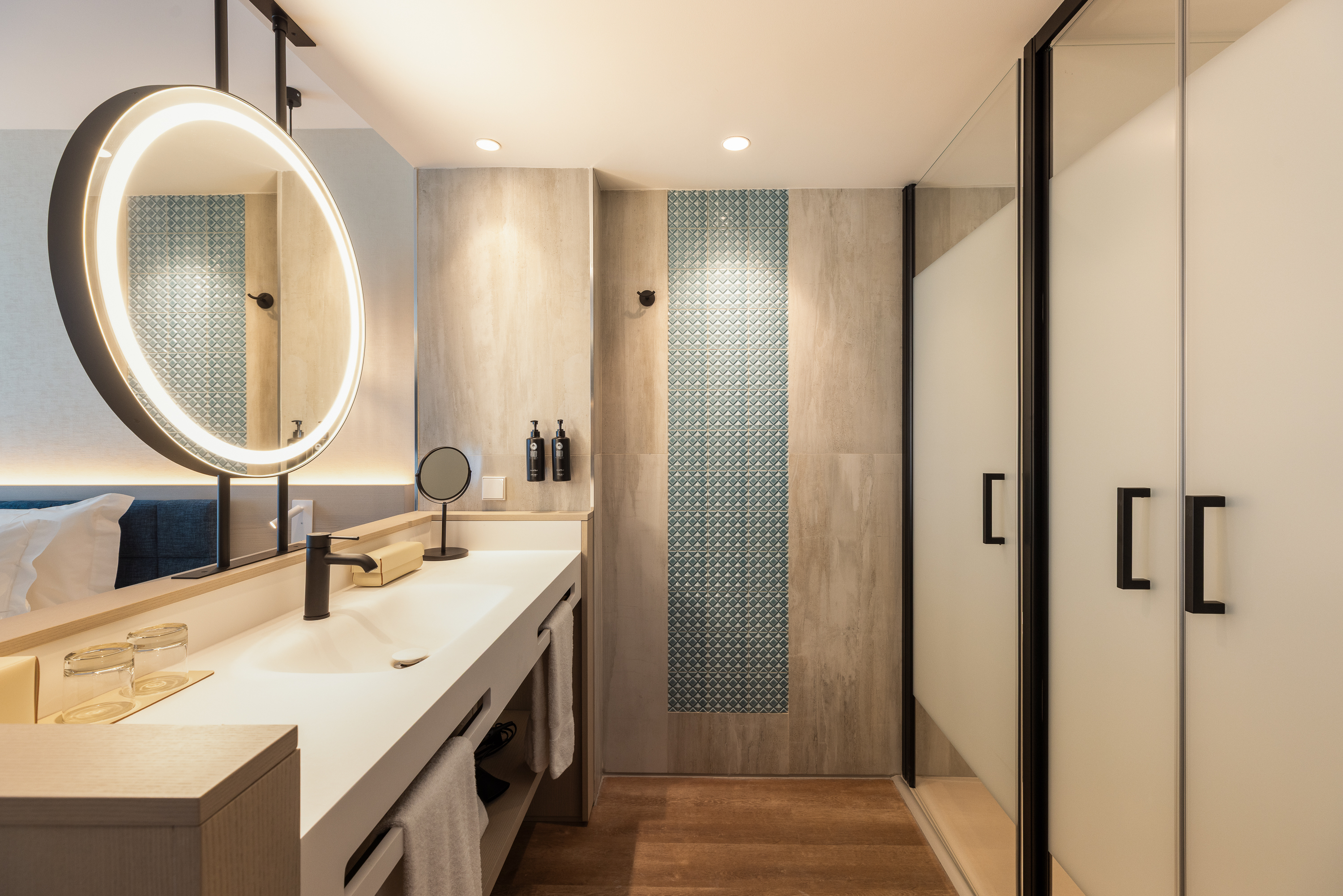 Guest room bath at the Wyndham Grand Carvoeiro Algarve in Carvoeiro, Other than US/Canada