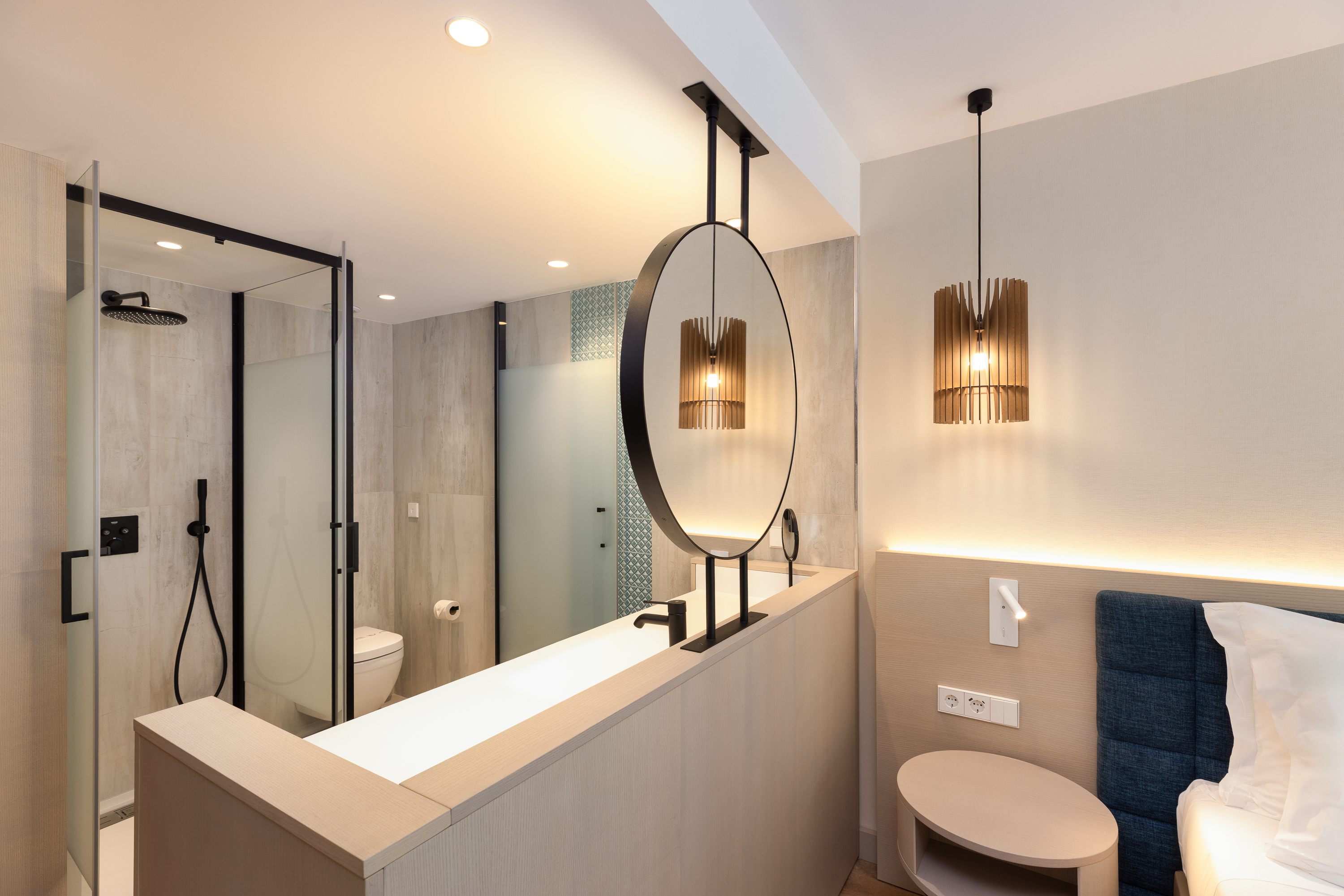 Guest room bath at the Wyndham Grand Carvoeiro Algarve in Carvoeiro, Other than US/Canada