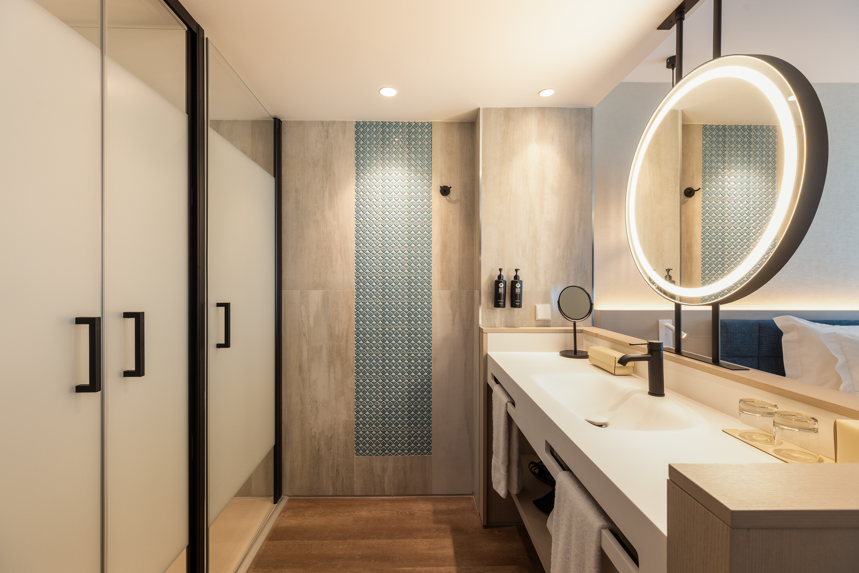 Guest room bath at the Wyndham Grand Carvoeiro Algarve in Carvoeiro, Other than US/Canada