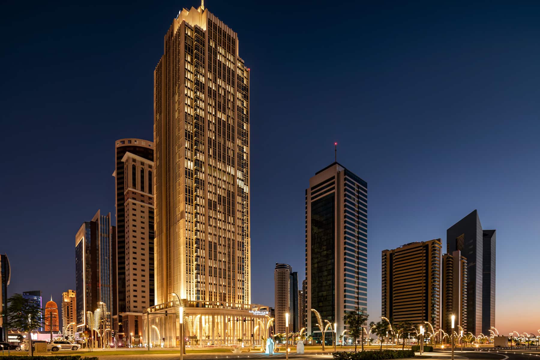 Aerial View of Wyndham Grand Doha West Bay Beach hotel in Doha, Other than US/Canada