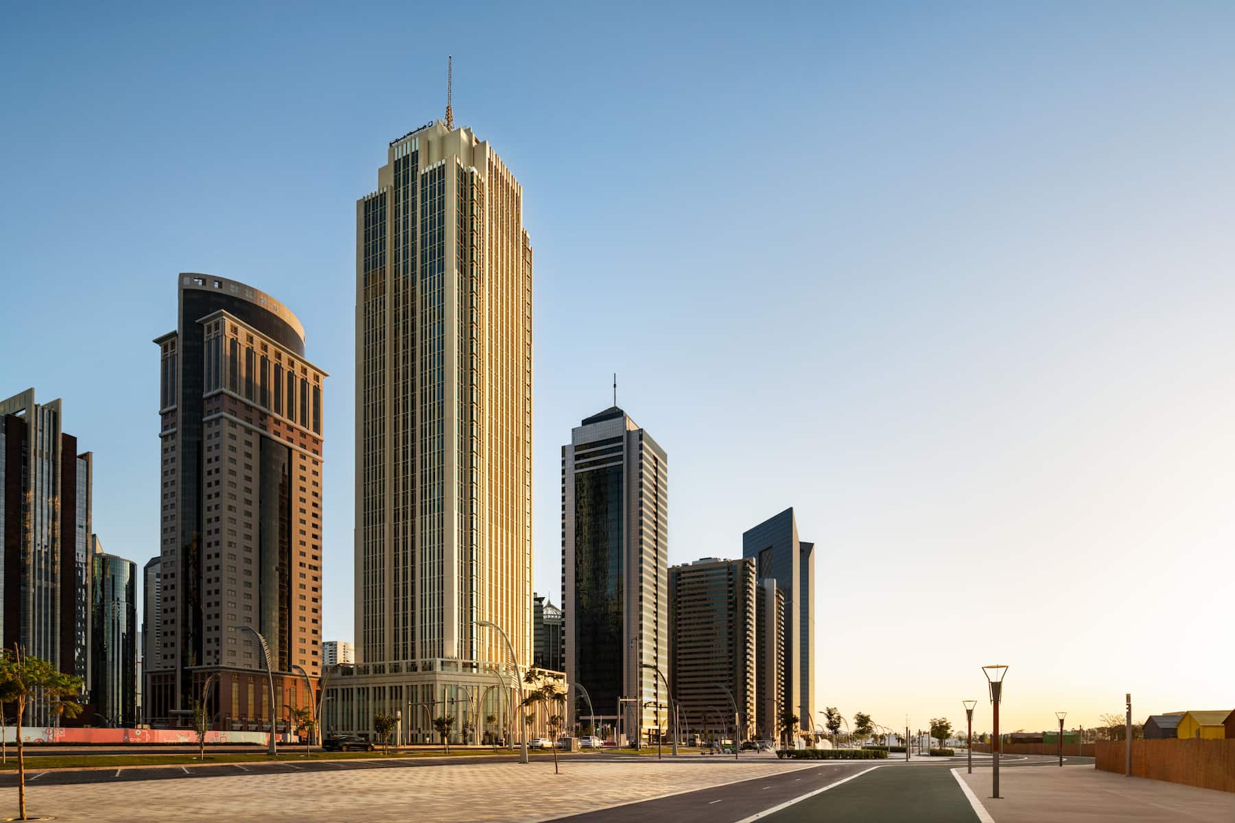 Aerial View of Wyndham Grand Doha West Bay Beach hotel in Doha, Other than US/Canada