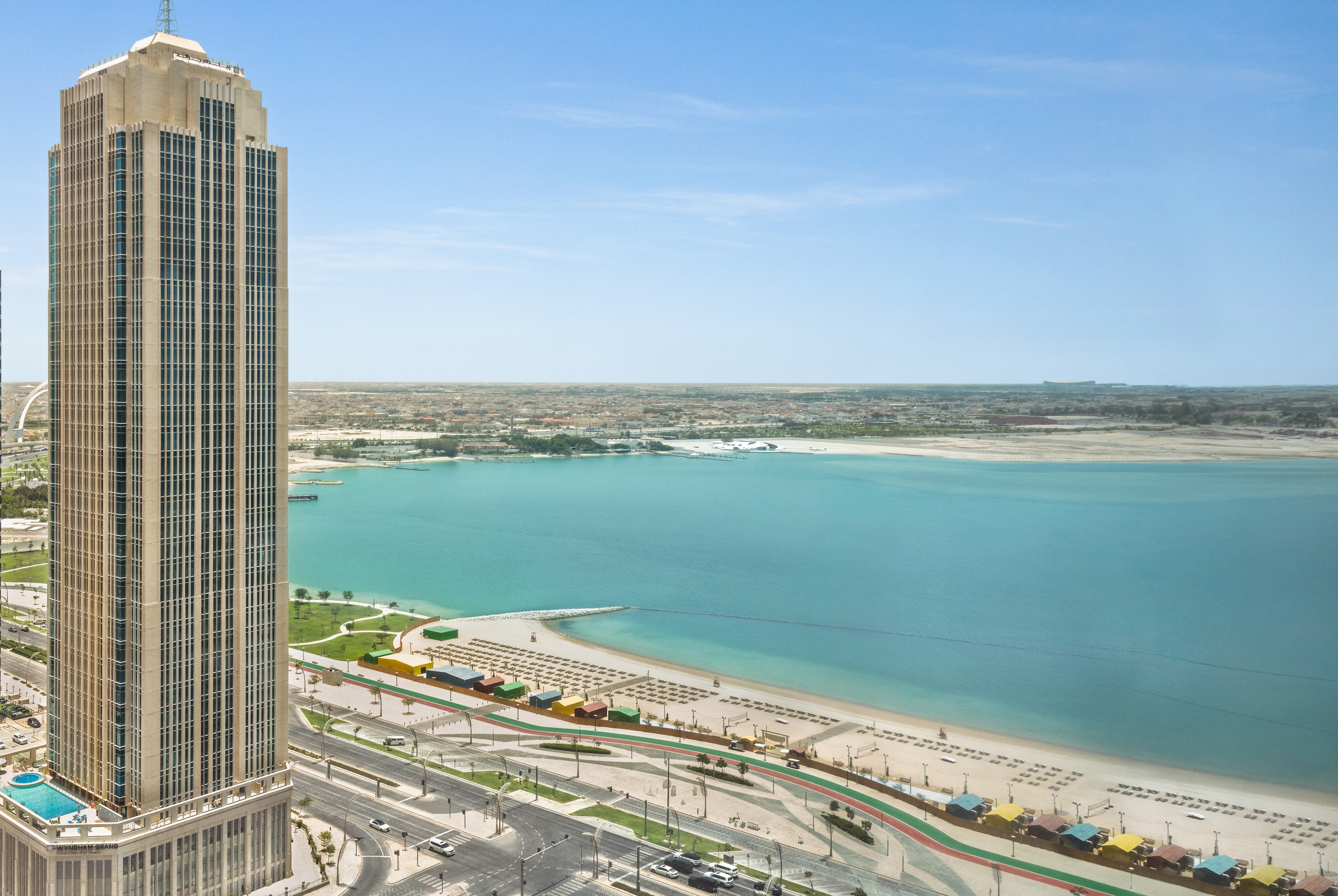 Exterior of Wyndham Grand Doha West Bay Beach hotel in Doha, Other than US/Canada