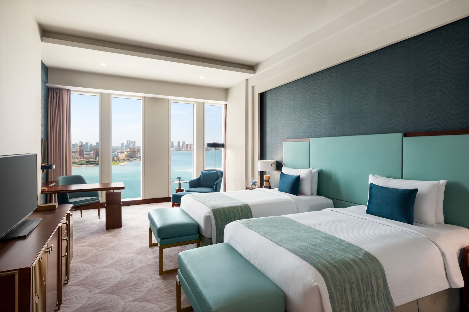 Guest room at the Wyndham Grand Doha West Bay Beach in Doha, Other than US/Canada