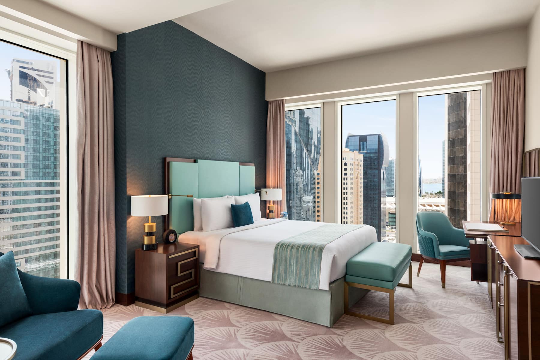 Guest room at the Wyndham Grand Doha West Bay Beach in Doha, Other than US/Canada