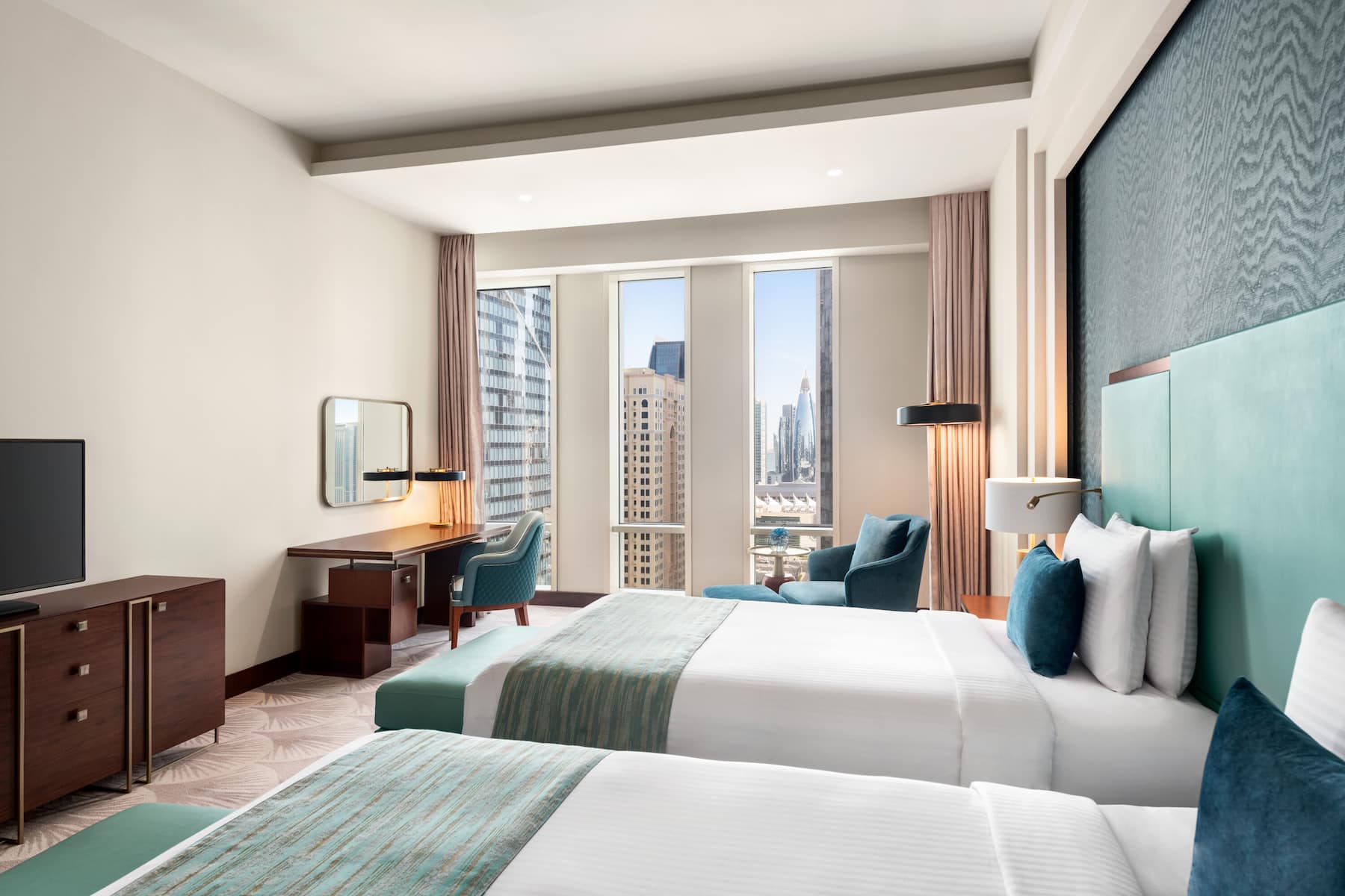 Guest room at the Wyndham Grand Doha West Bay Beach in Doha, Other than US/Canada