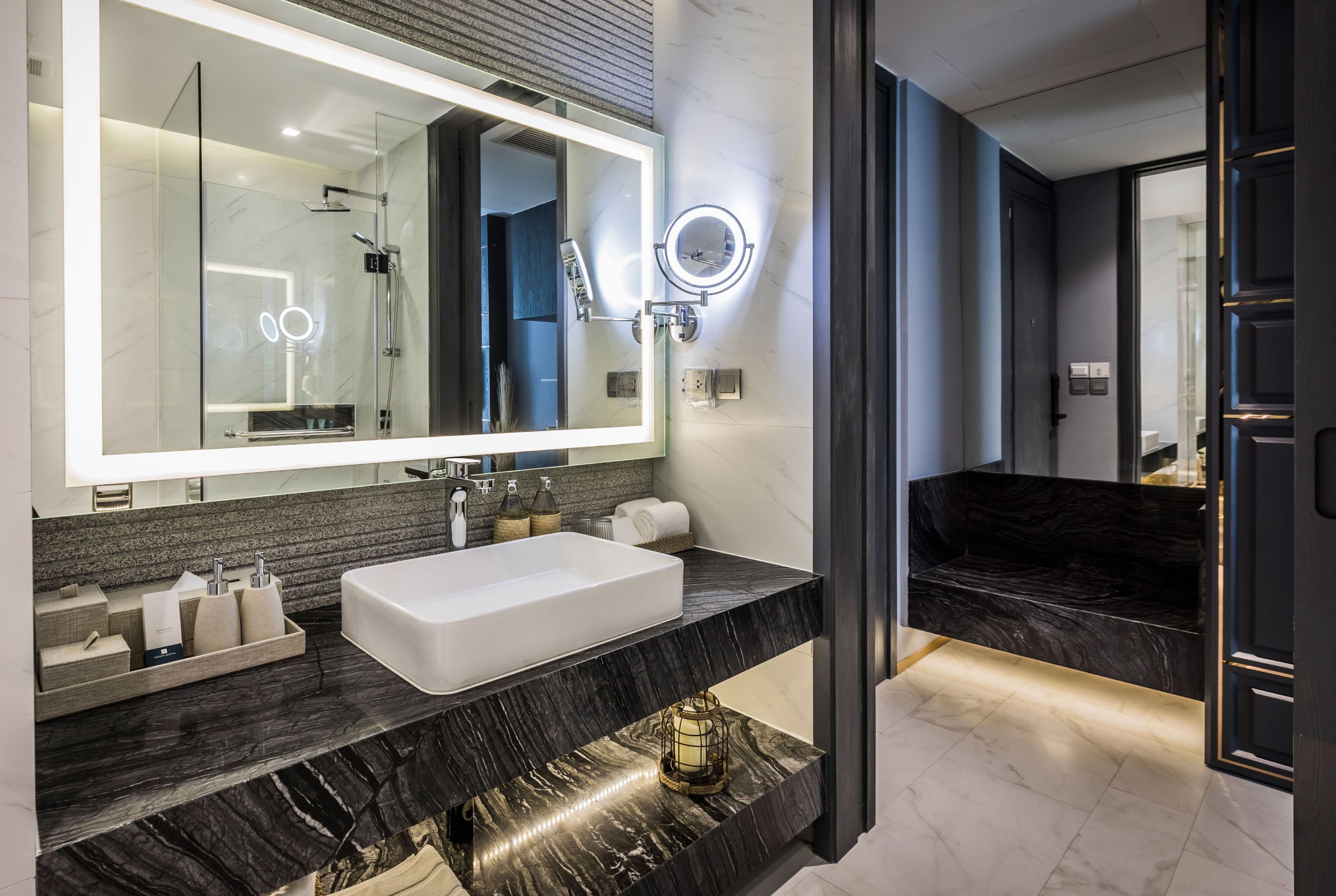 Guest room bath at the Wyndham Grand Nai Harn Beach Phuket in Phuket, Other than US/Canada